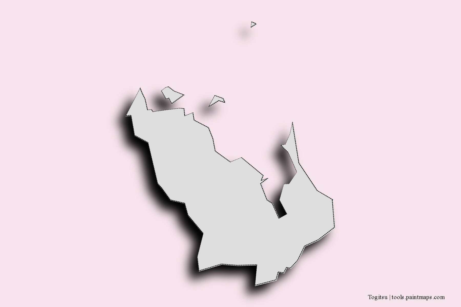 Mapa de barrios y pueblos de Togitsu con efecto de sombra 3D