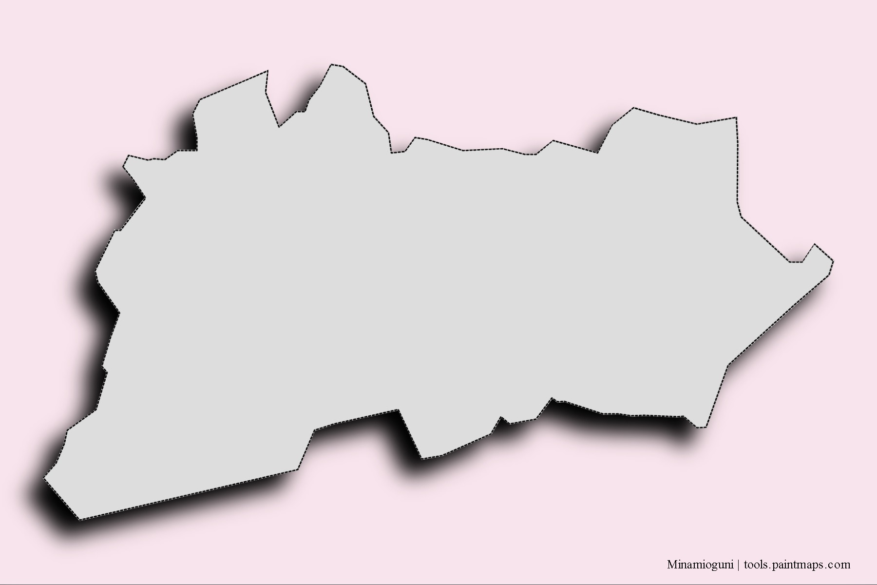 Mapa de barrios y pueblos de Minamioguni con efecto de sombra 3D