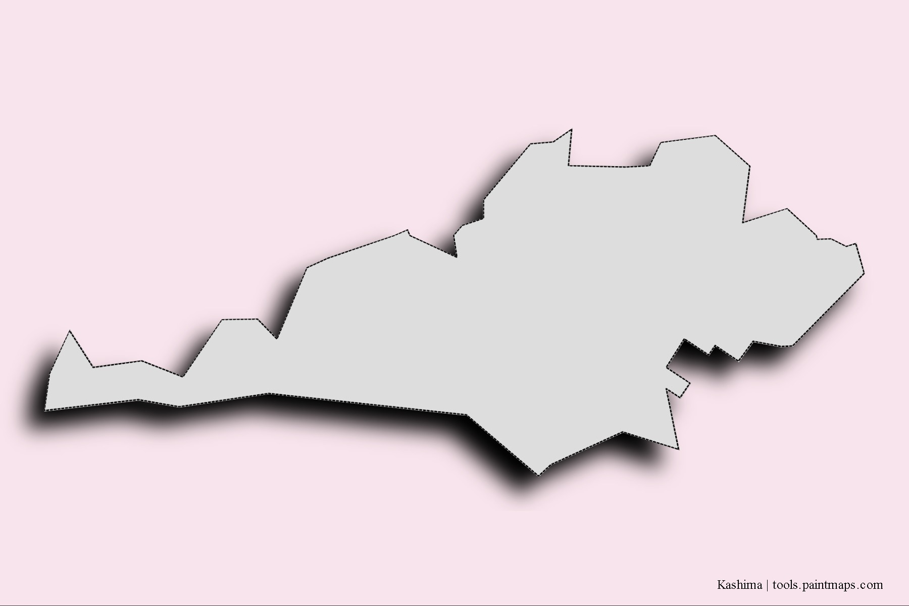 Mapa de barrios y pueblos de Kashima con efecto de sombra 3D