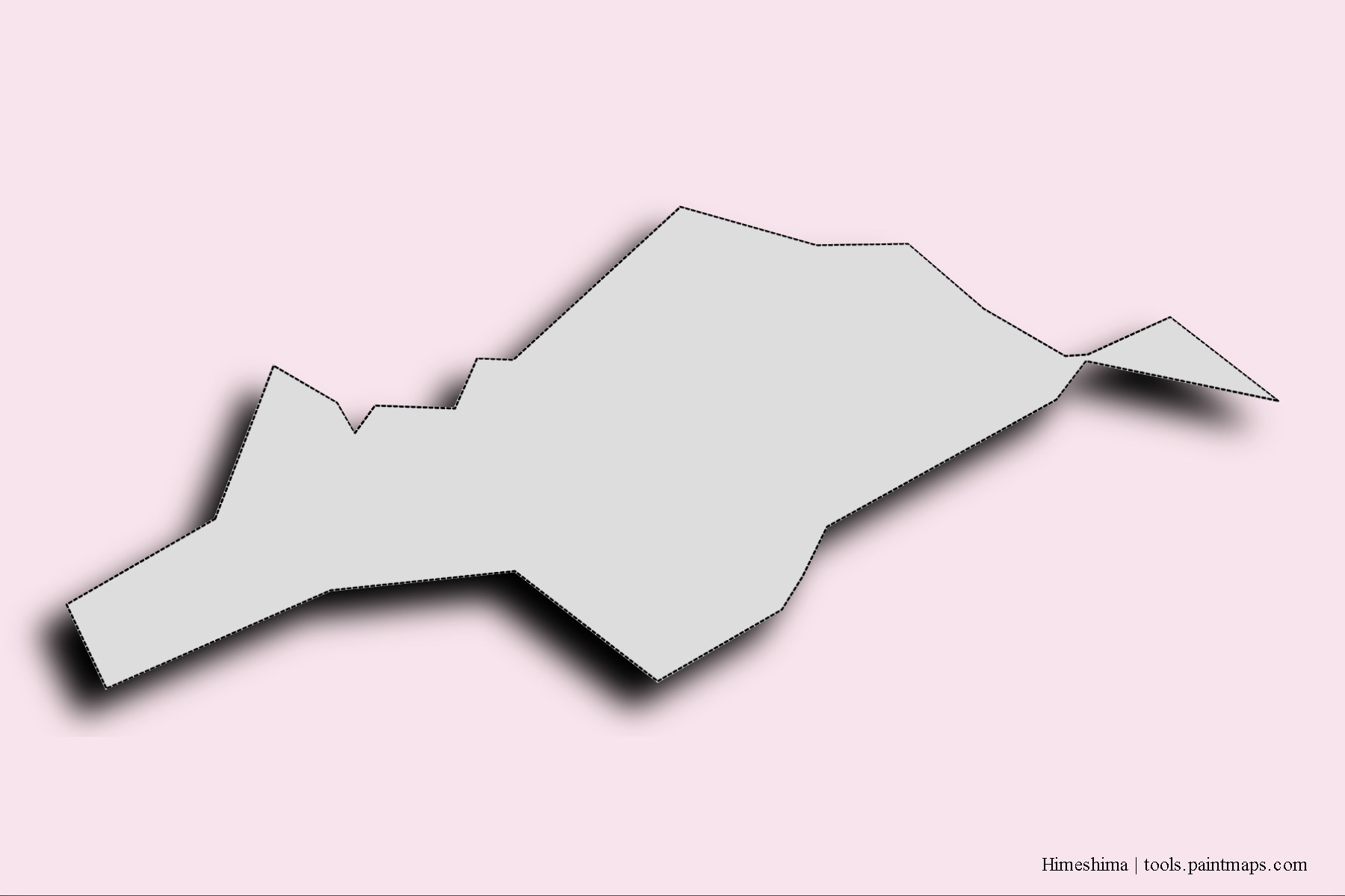 3D gölge efektli Himeshima mahalleleri ve köyleri haritası