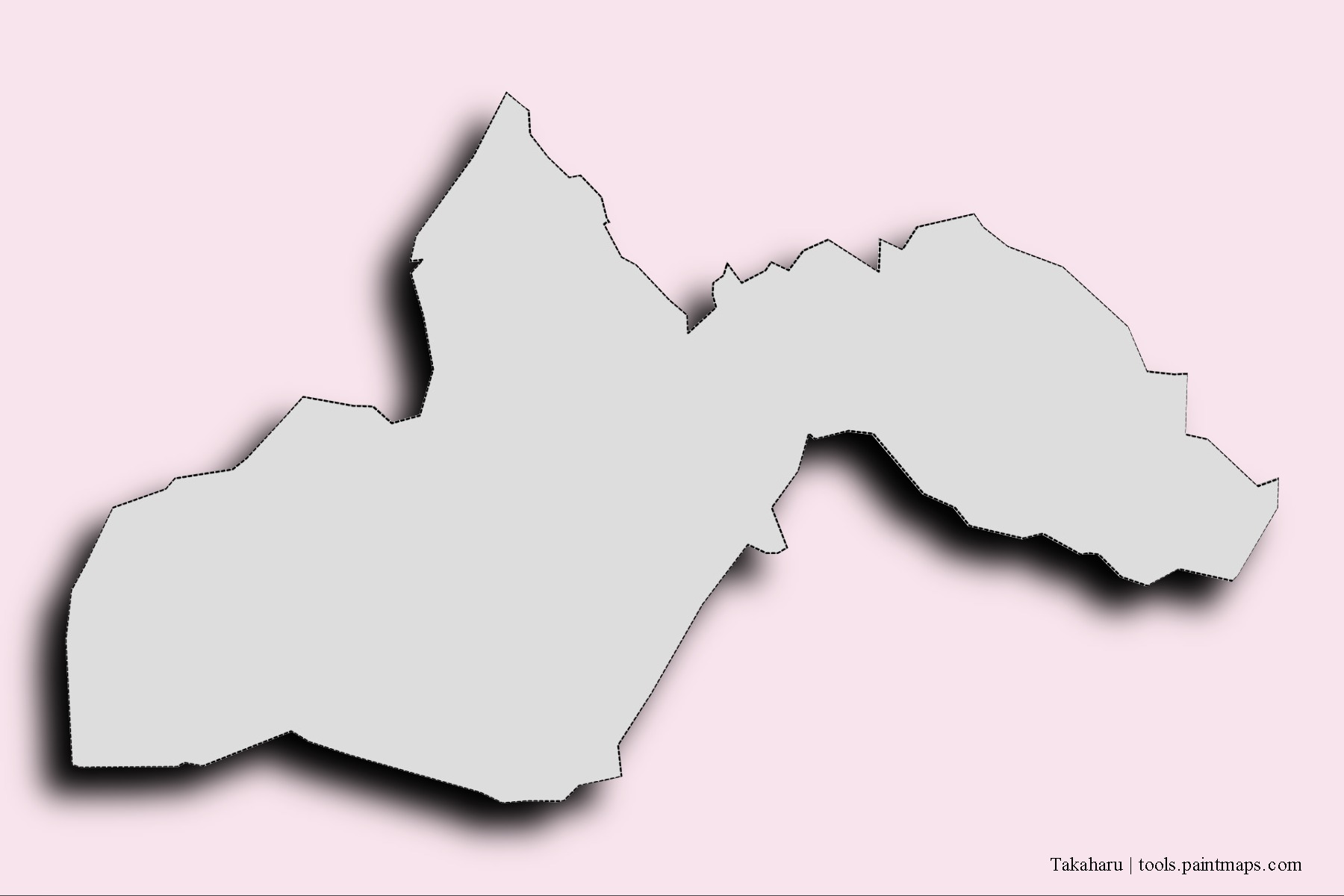 Mapa de barrios y pueblos de Takaharu con efecto de sombra 3D