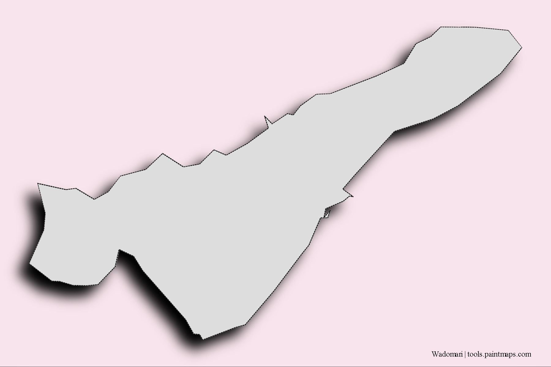 Wadomari neighborhoods and villages map with 3D shadow effect