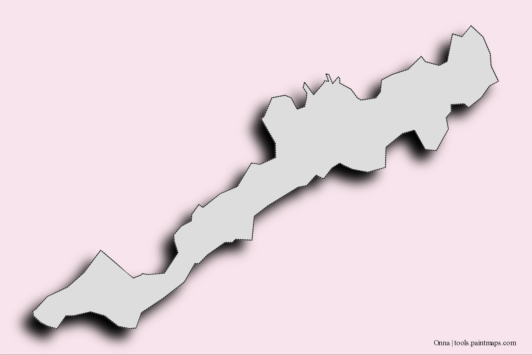 Mapa de barrios y pueblos de Onna con efecto de sombra 3D