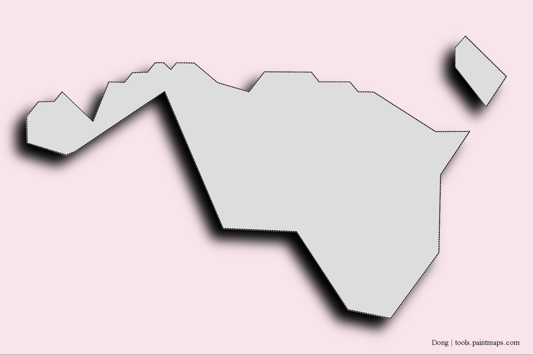 Mapa de barrios y pueblos de Dong con efecto de sombra 3D