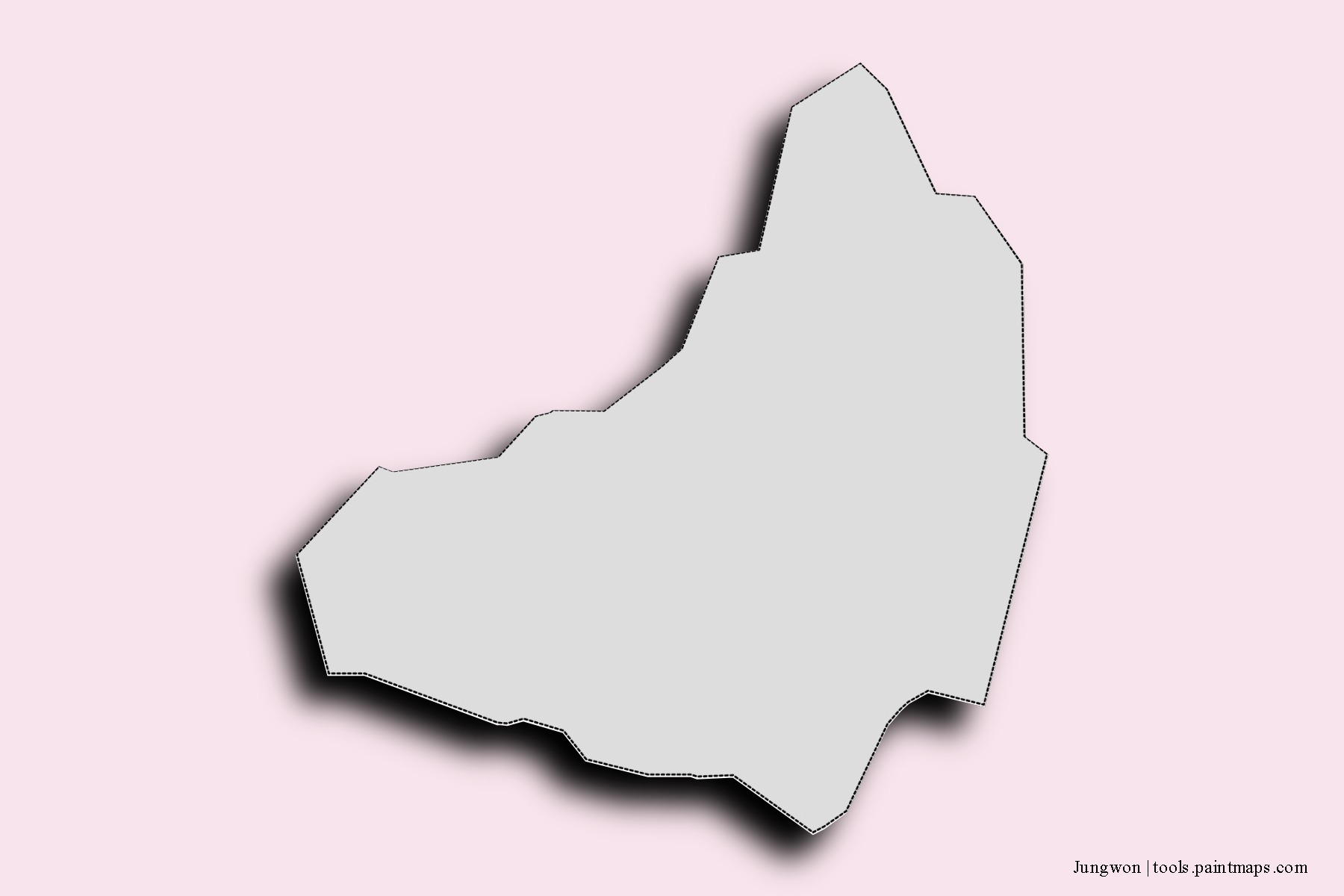 Mapa de barrios y pueblos de Jungwon con efecto de sombra 3D