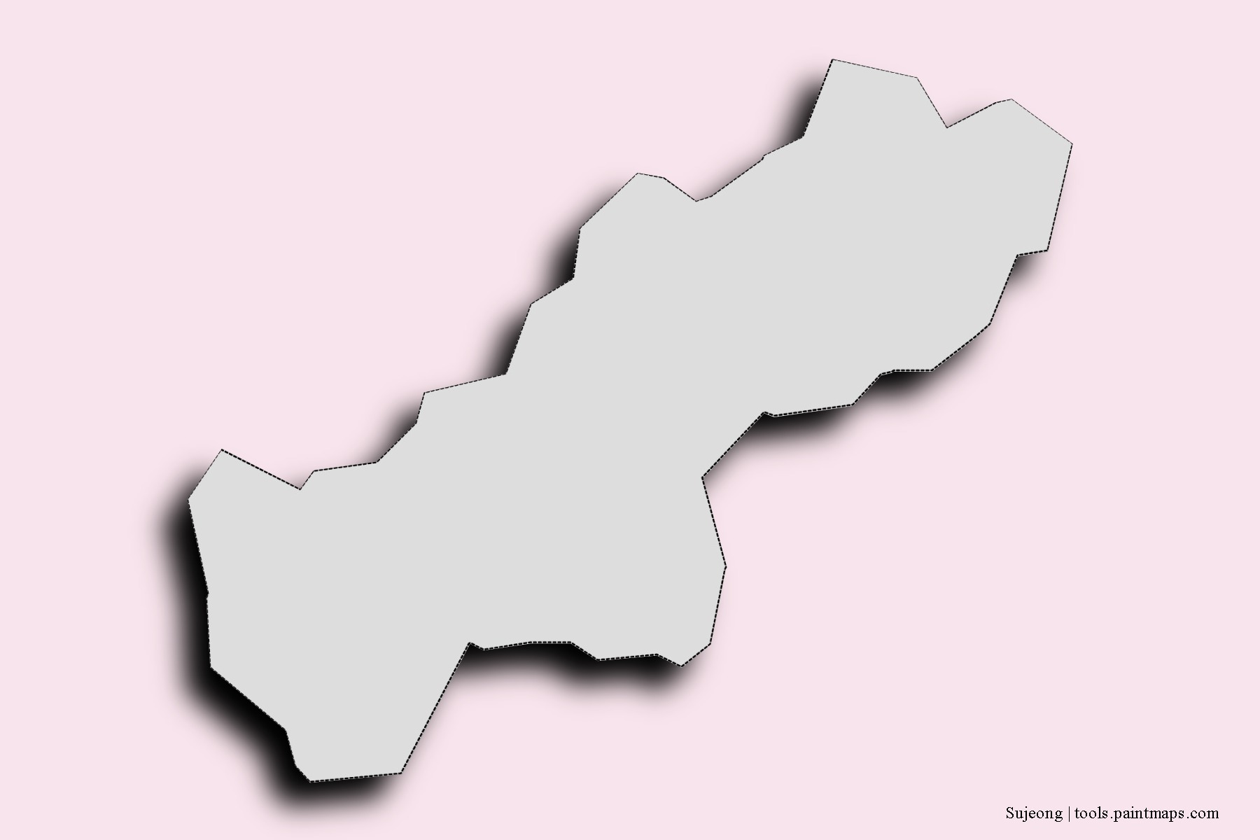 Mapa de barrios y pueblos de Sujeong con efecto de sombra 3D