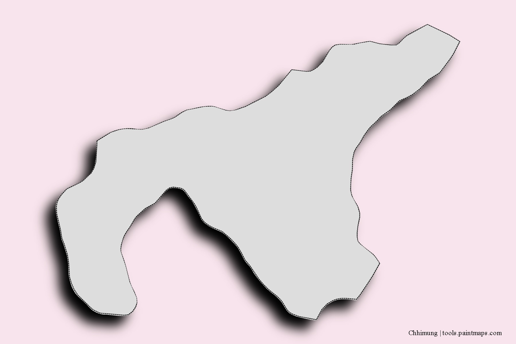 Mapa de barrios y pueblos de Chhimung con efecto de sombra 3D