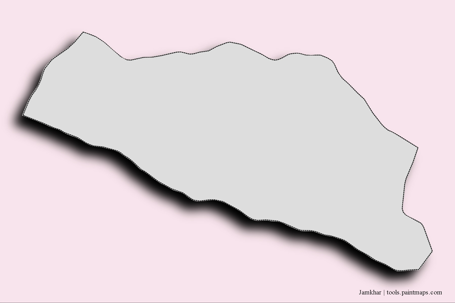 Mapa de barrios y pueblos de Jamkhar con efecto de sombra 3D