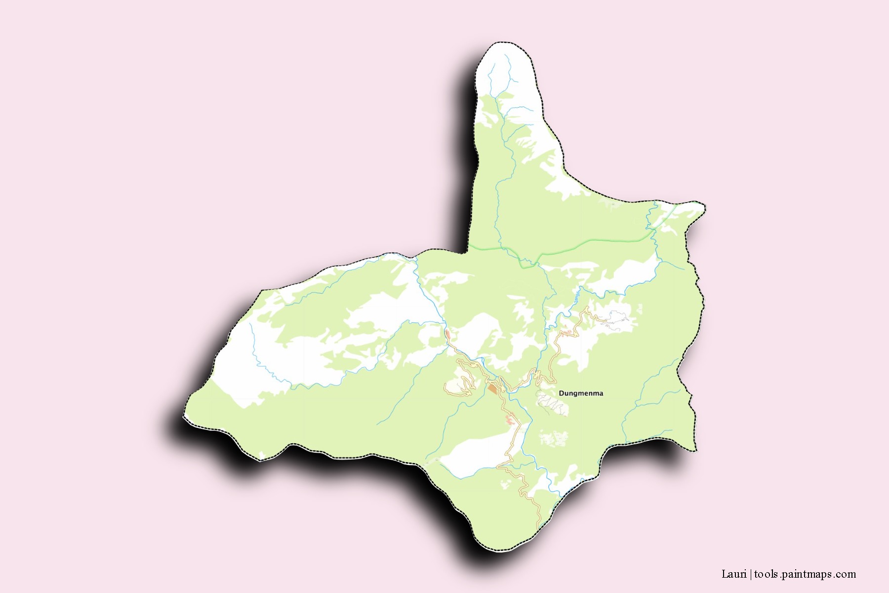 Mapa de barrios y pueblos de Lauri con efecto de sombra 3D