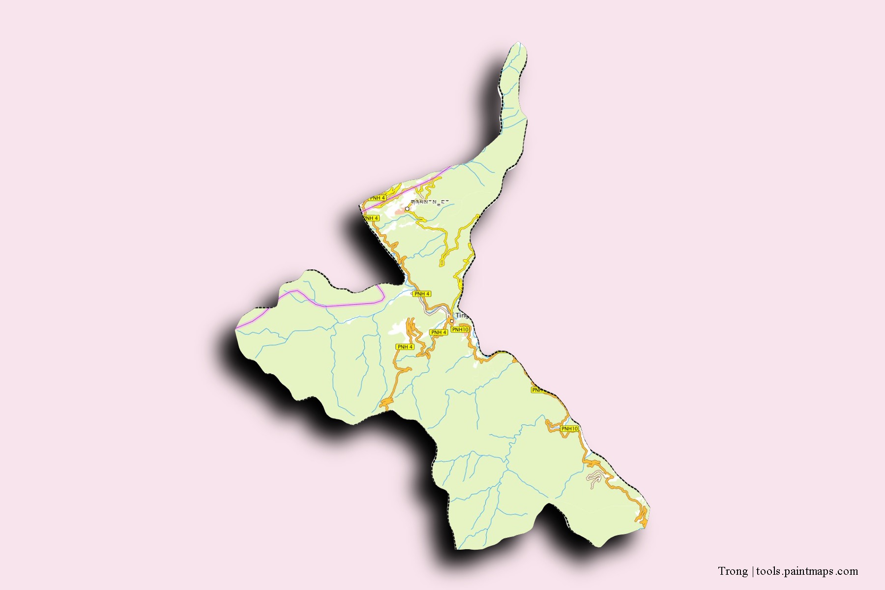 Trong neighborhoods and villages map with 3D shadow effect