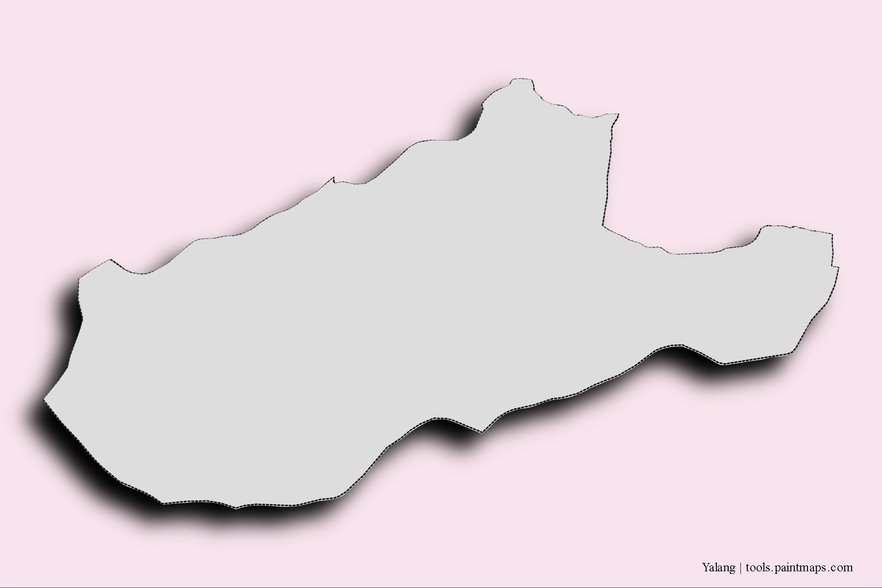 Mapa de barrios y pueblos de Yalang con efecto de sombra 3D