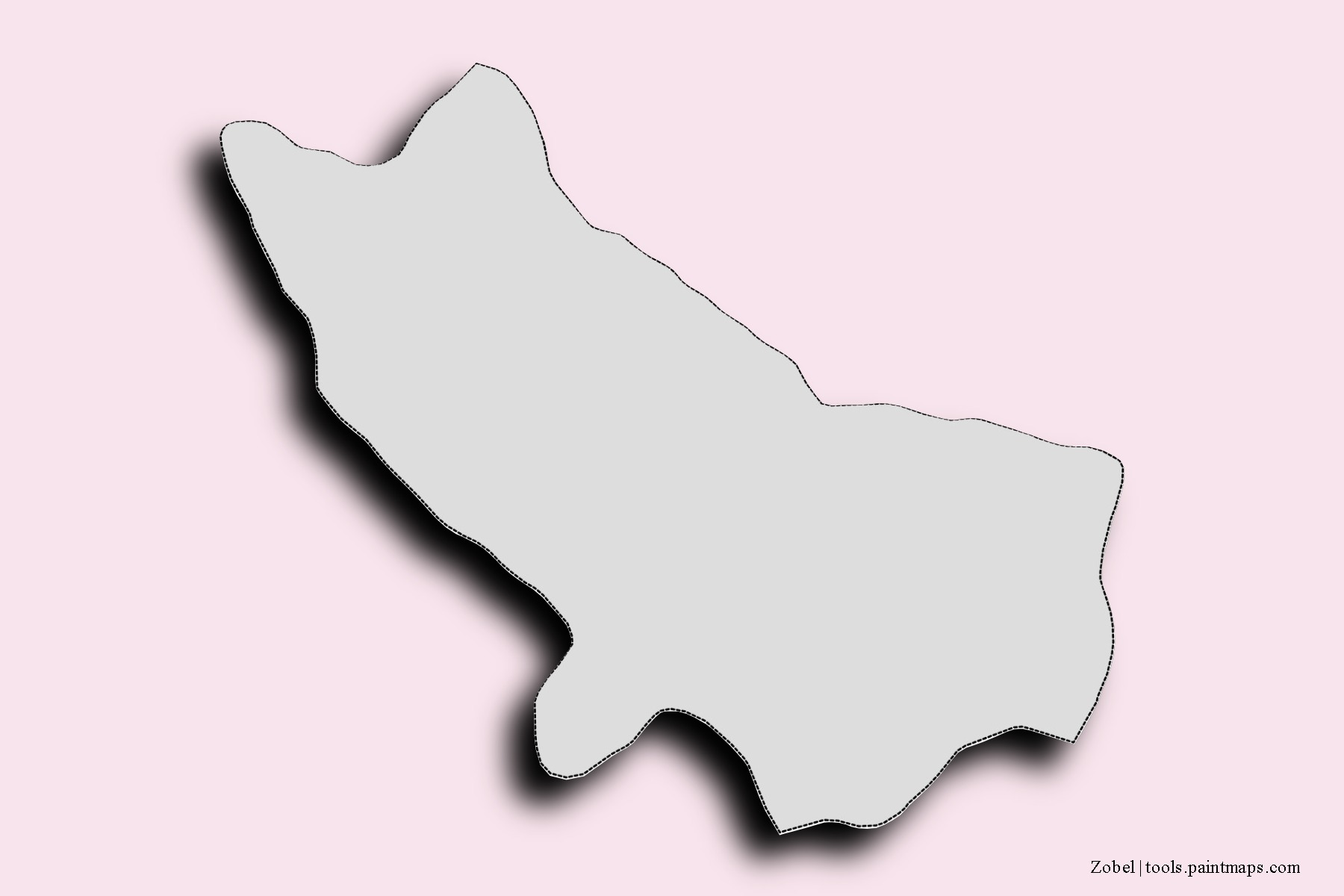 Mapa de barrios y pueblos de Zobel con efecto de sombra 3D