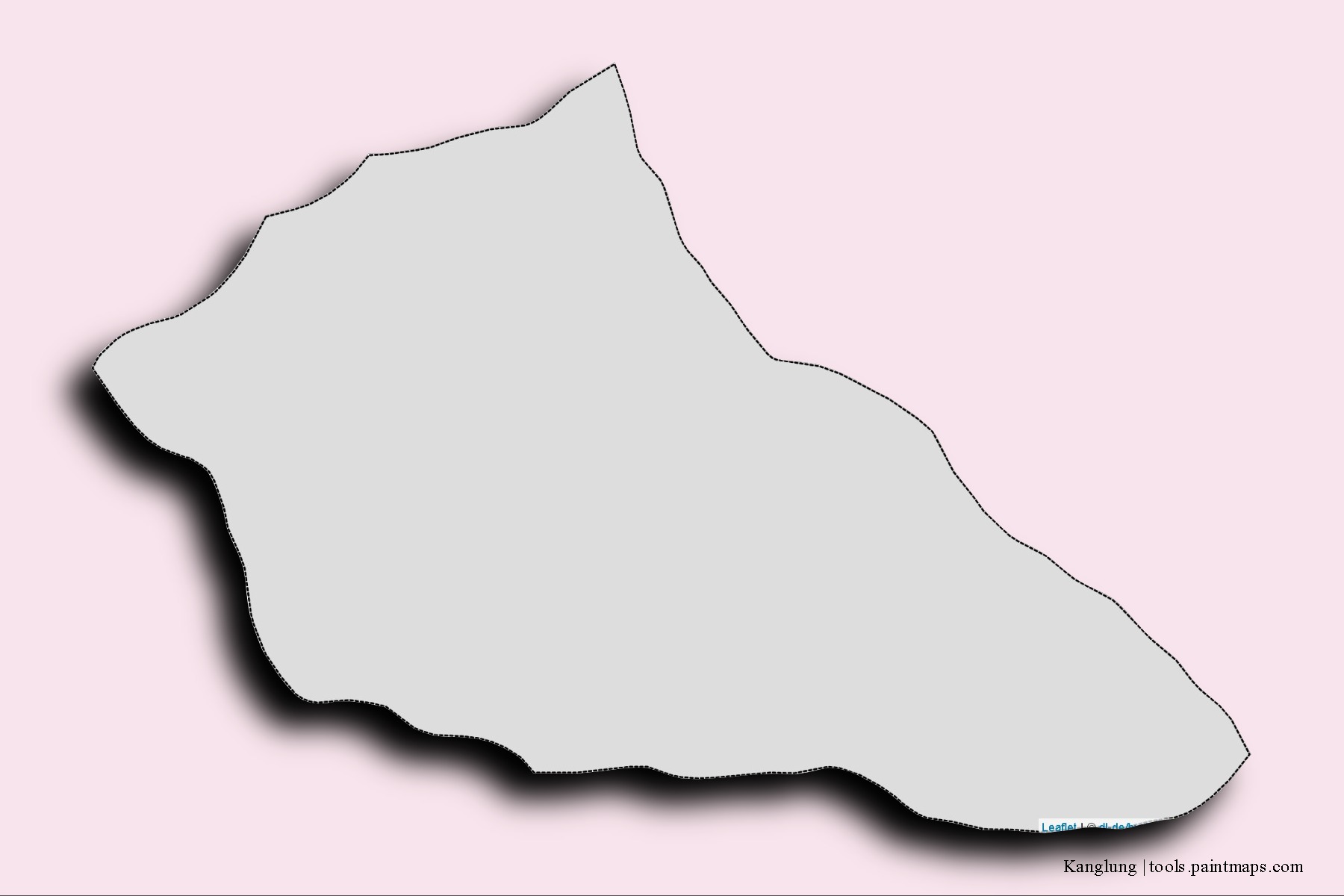 Mapa de barrios y pueblos de Kanglung con efecto de sombra 3D