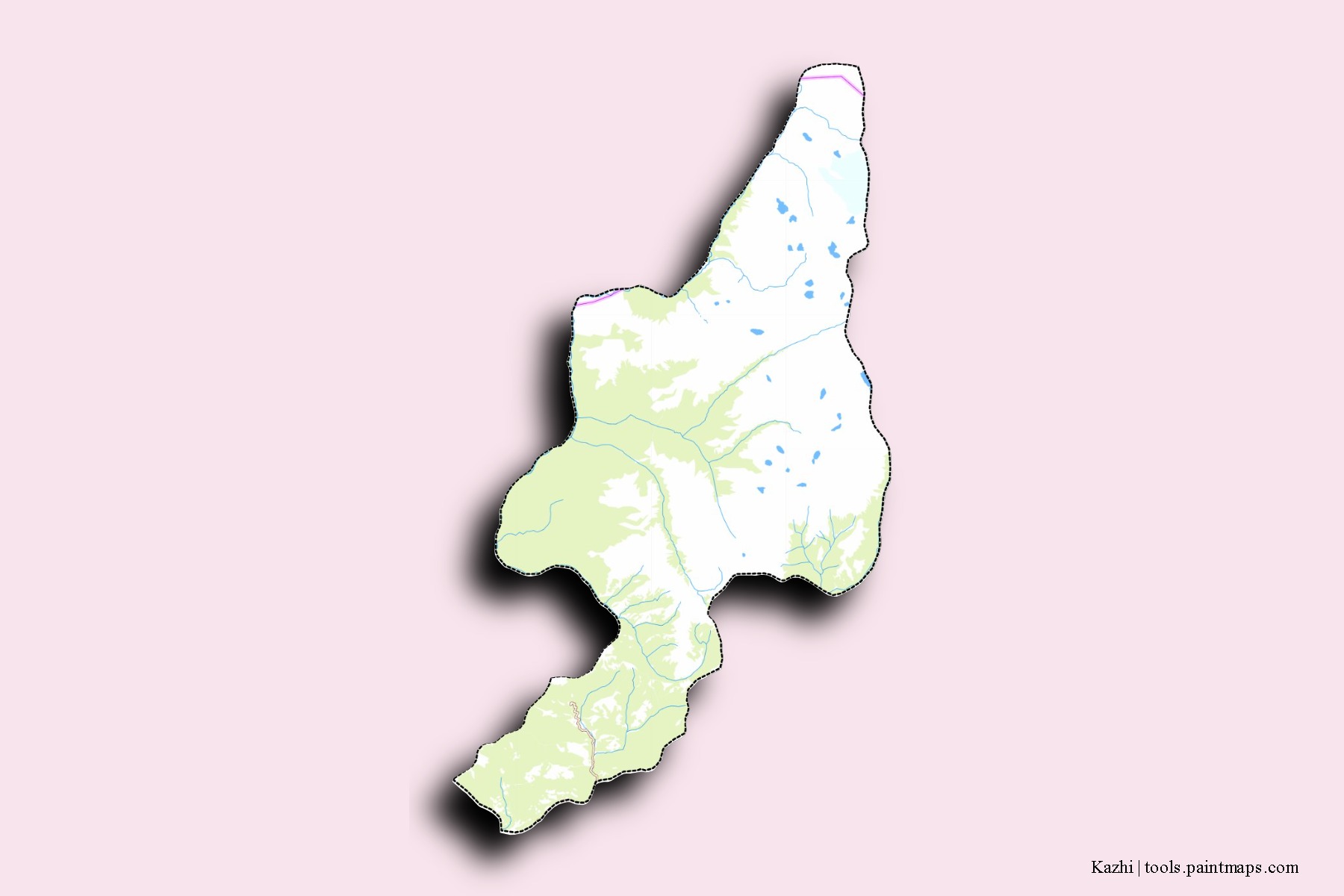 Mapa de barrios y pueblos de Kazhi con efecto de sombra 3D