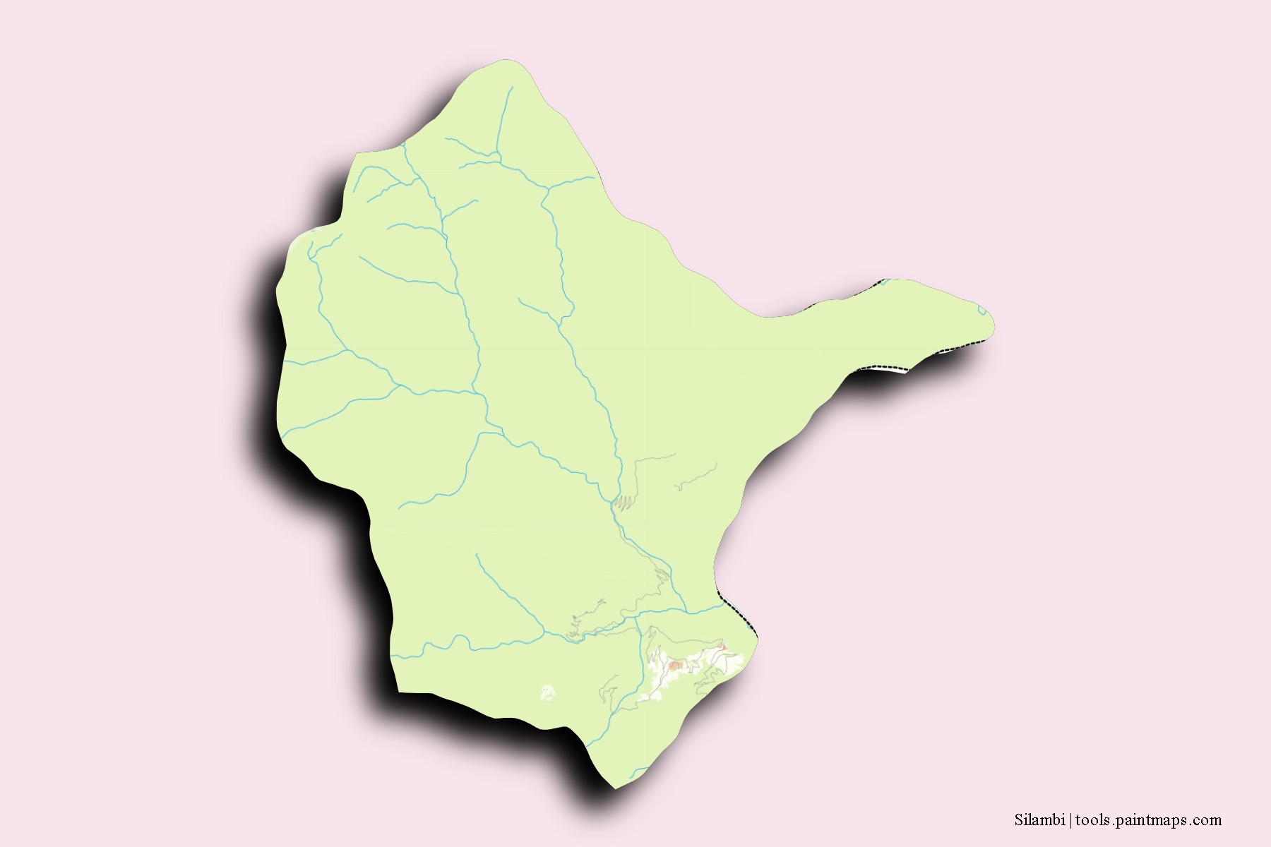 Mapa de barrios y pueblos de Silambi con efecto de sombra 3D