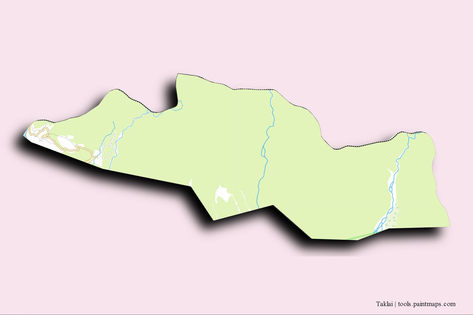 Mapa de barrios y pueblos de Taklai con efecto de sombra 3D