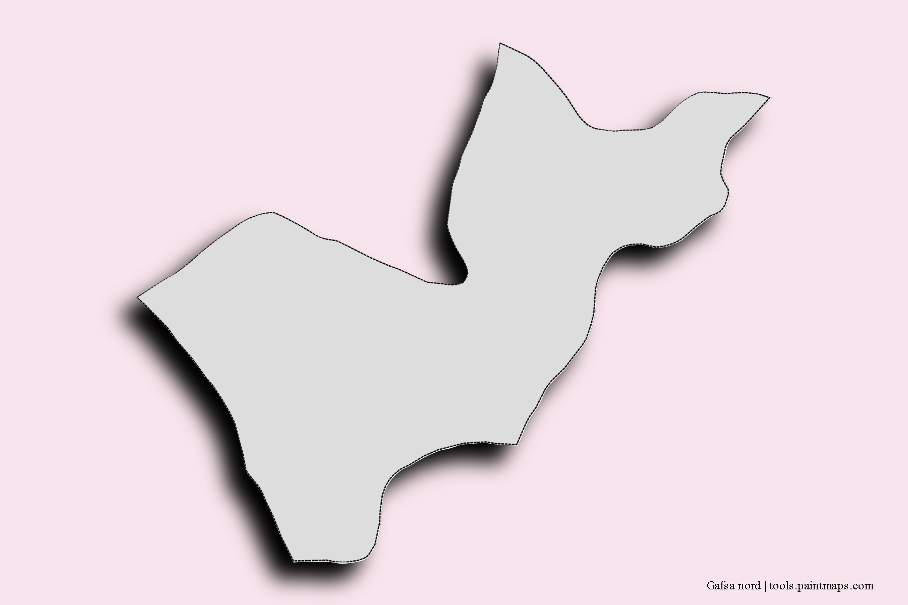 Gafsa Nord neighborhoods and villages map with 3D shadow effect