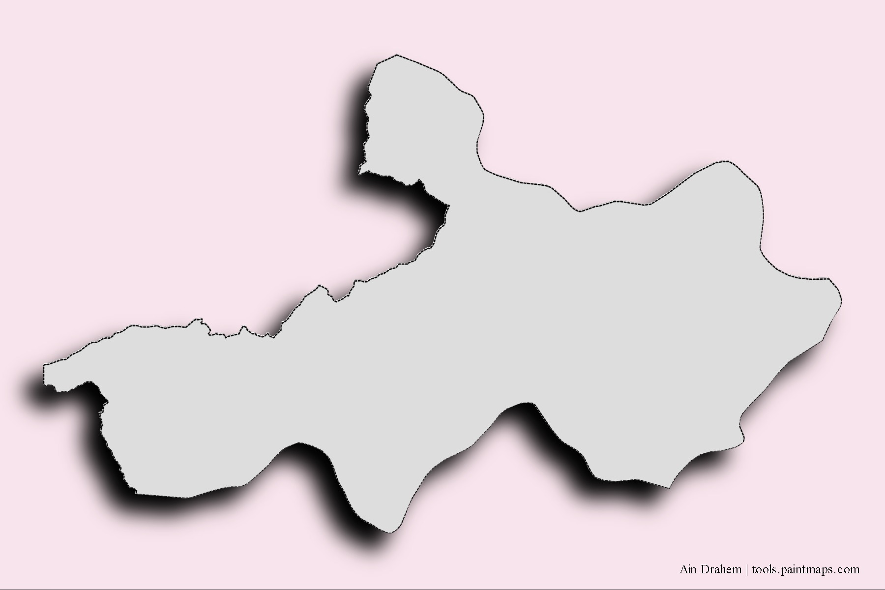 Aïn Draham neighborhoods and villages map with 3D shadow effect