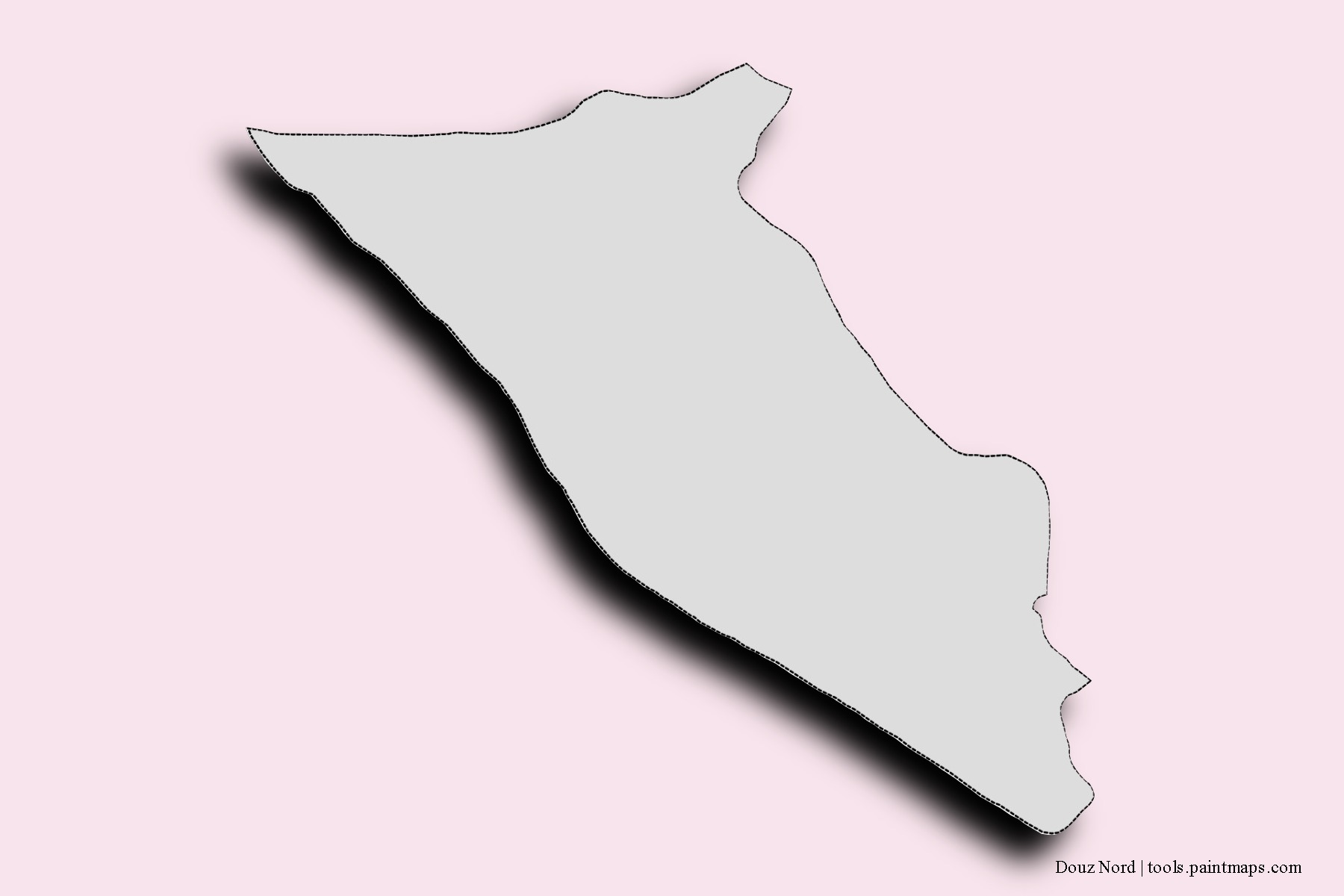 Mapa de barrios y pueblos de Douz Nord con efecto de sombra 3D