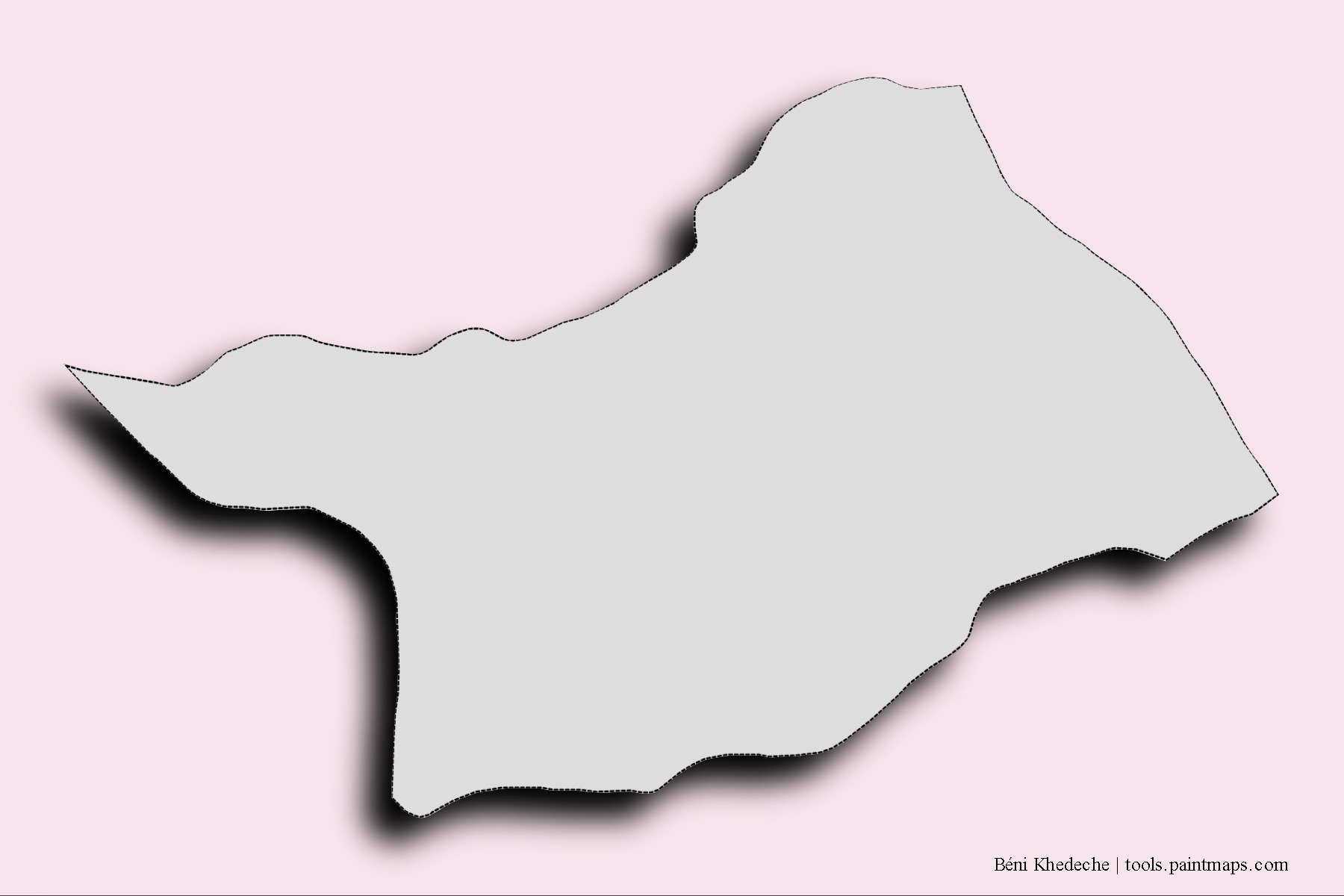 Mapa de barrios y pueblos de Béni Khedeche con efecto de sombra 3D