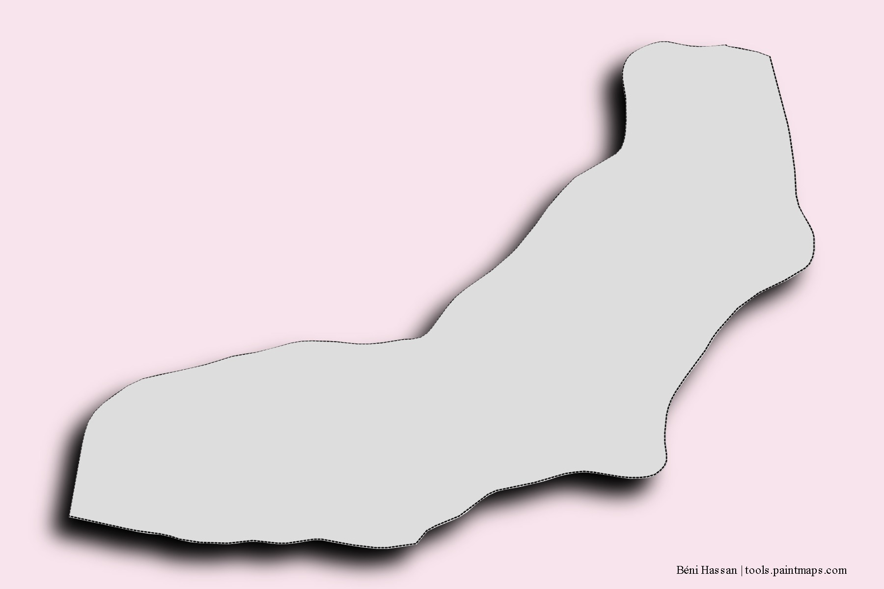 Mapa de barrios y pueblos de Béni Hassan con efecto de sombra 3D