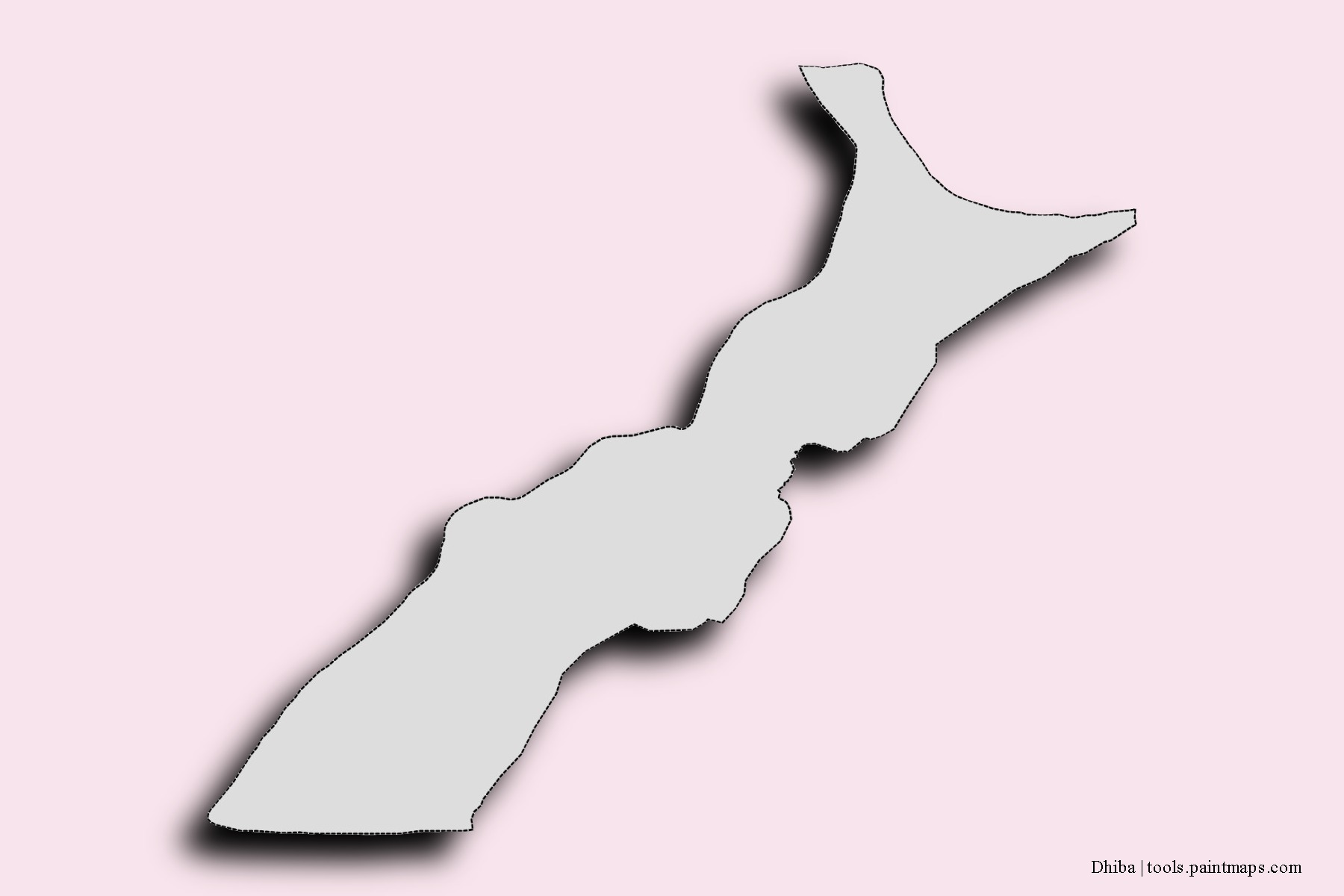 Mapa de barrios y pueblos de Dhiba con efecto de sombra 3D