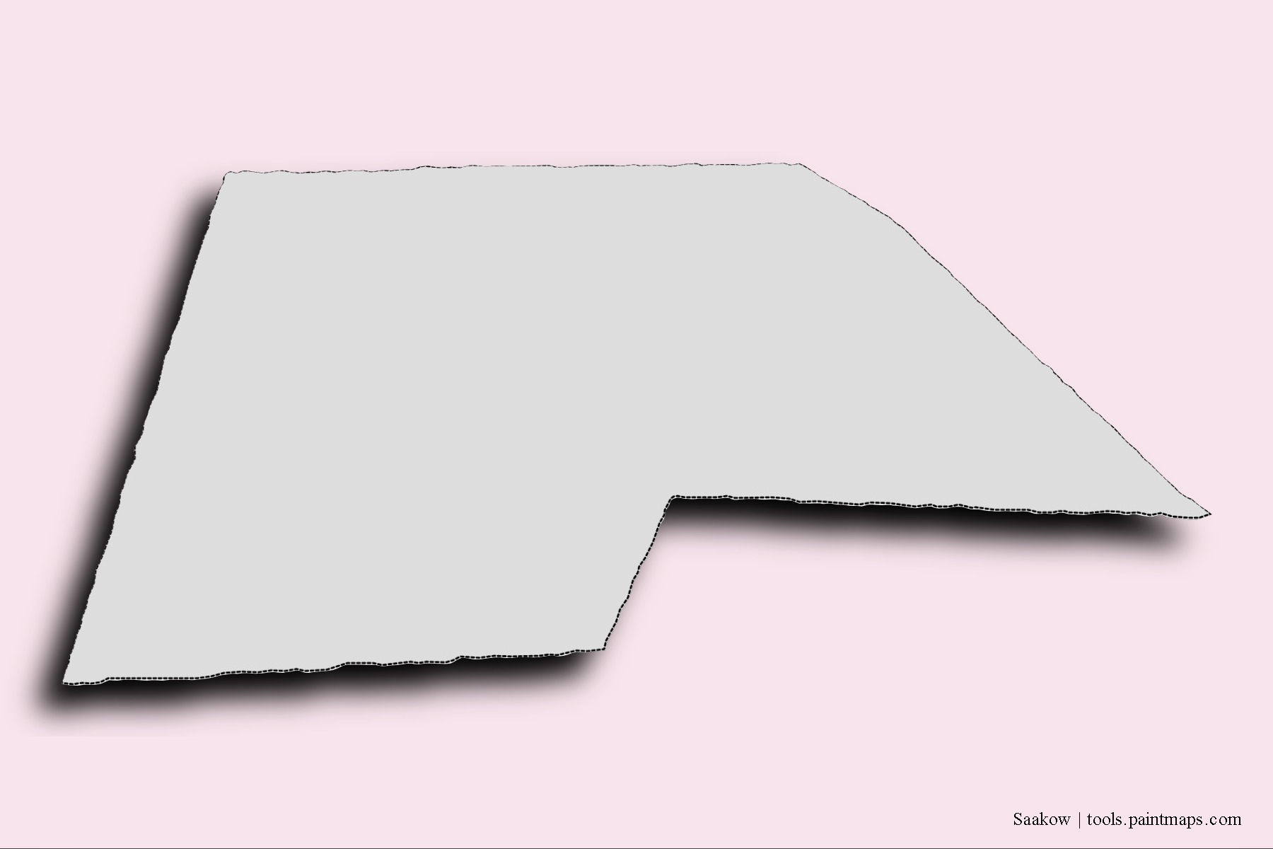 Mapa de barrios y pueblos de Saakow con efecto de sombra 3D