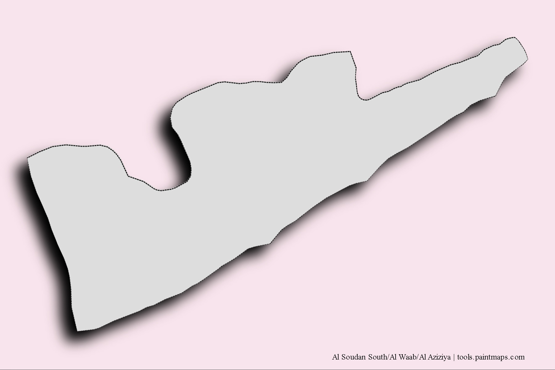 3D gölge efektli Al Soudan South/Al Waab/Al Aziziya mahalleleri ve köyleri haritası