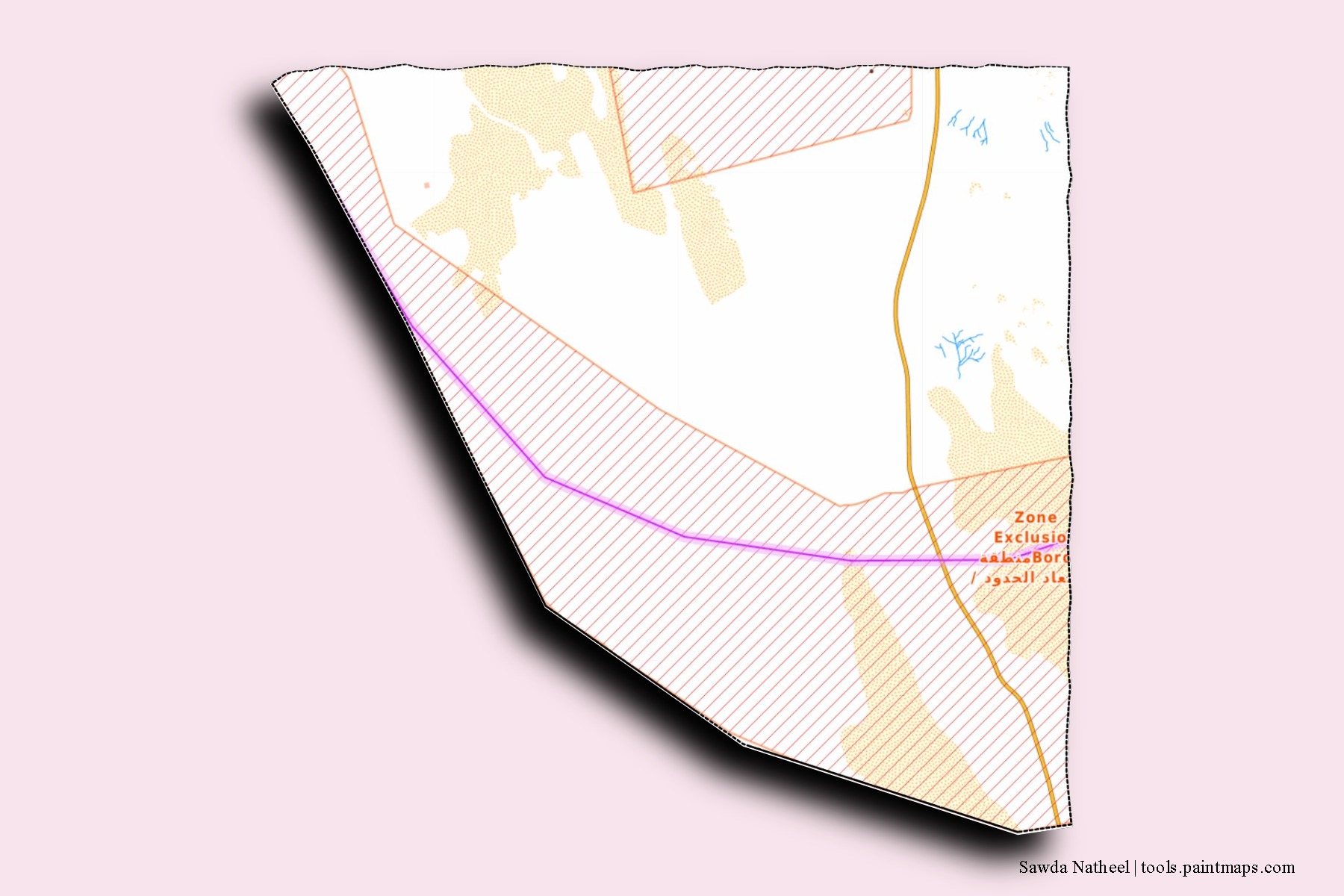 Mapa de barrios y pueblos de Sawda Natheel con efecto de sombra 3D