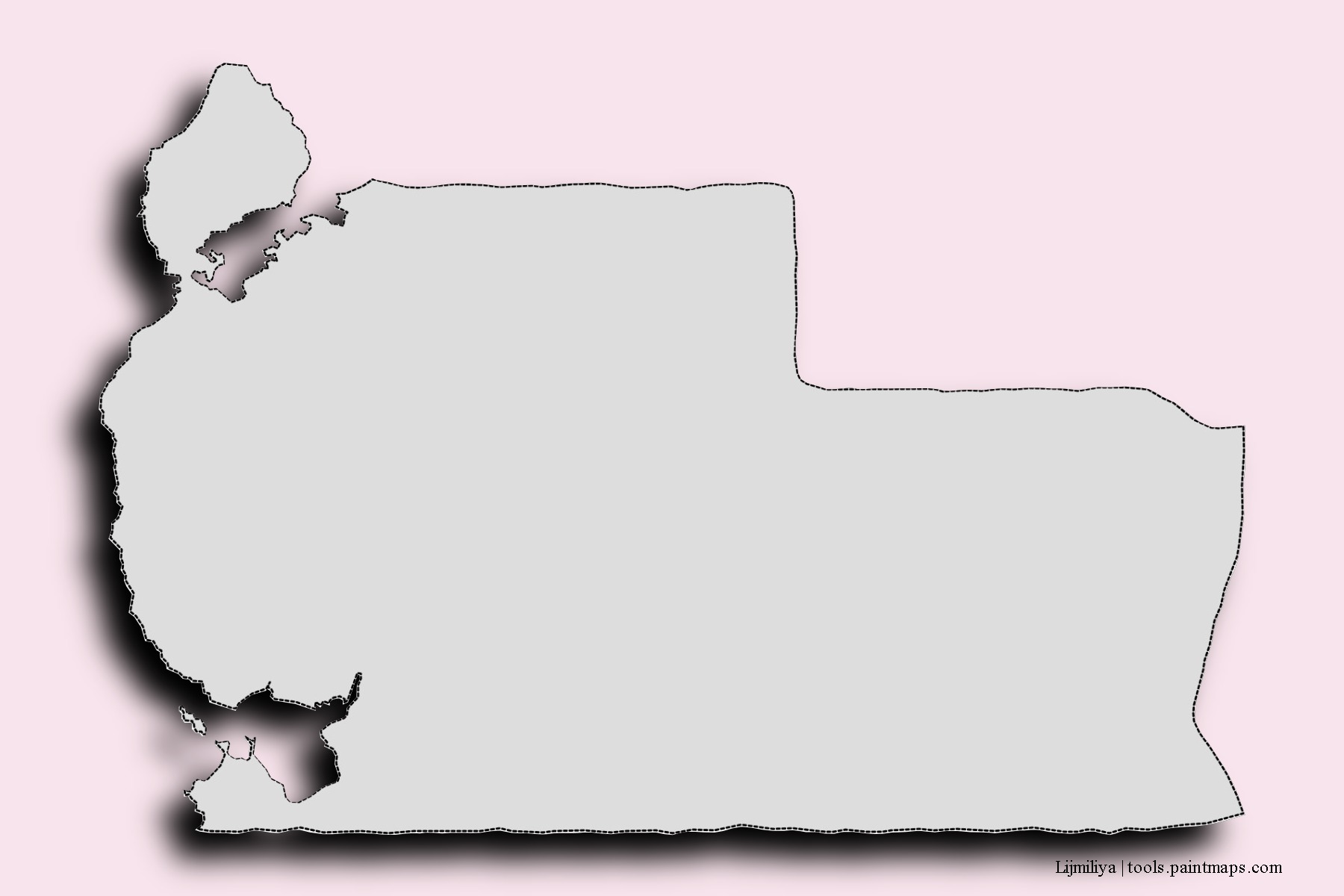 Mapa de barrios y pueblos de Lijmiliya con efecto de sombra 3D