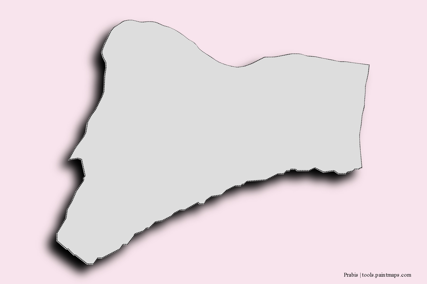 Mapa de barrios y pueblos de Prabis con efecto de sombra 3D