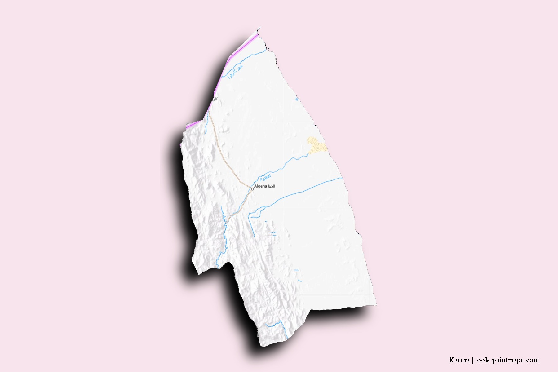 Mapa de barrios y pueblos de Karura con efecto de sombra 3D