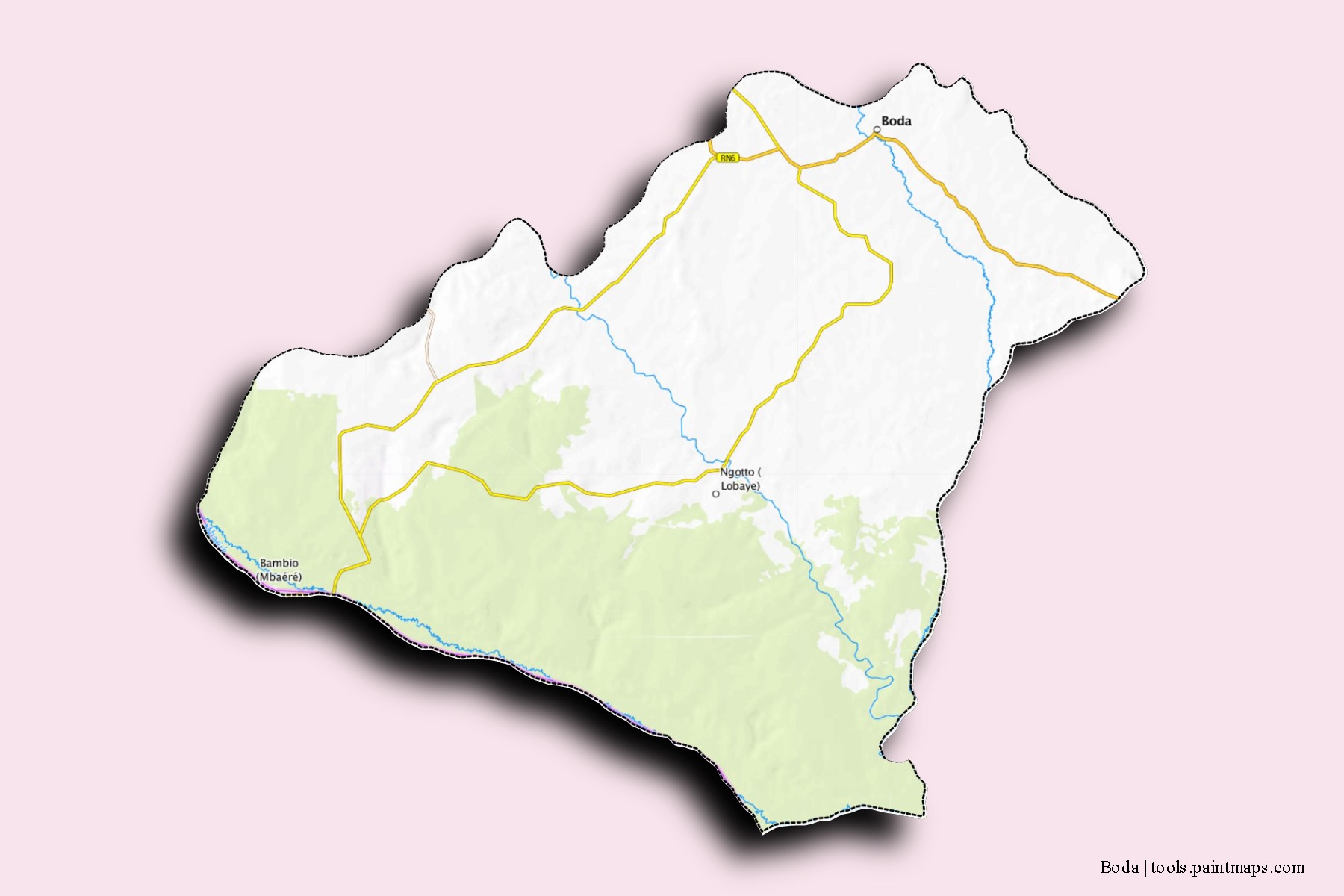 Mapa de barrios y pueblos de Boda con efecto de sombra 3D