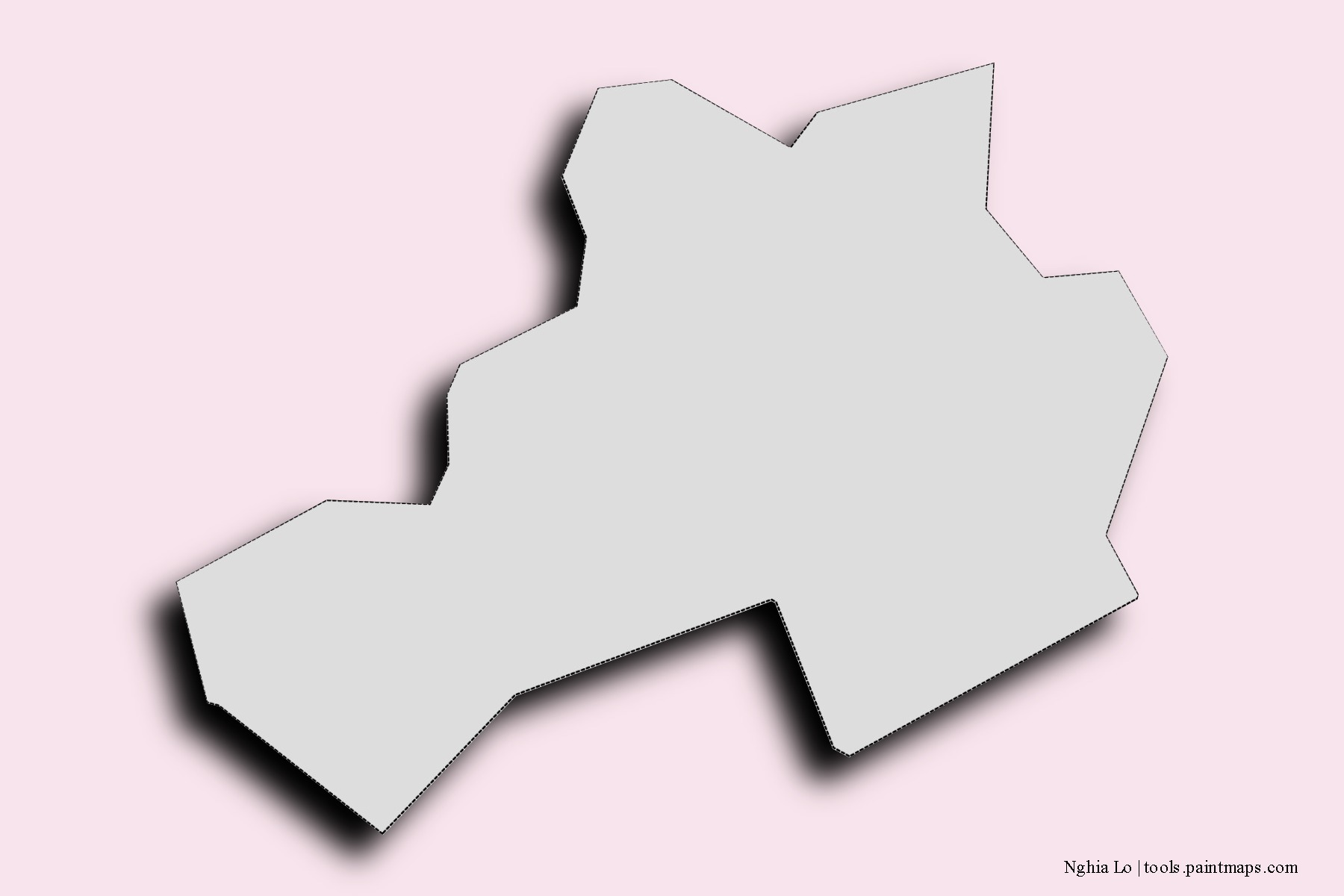 Mapa de barrios y pueblos de Nghia Lo con efecto de sombra 3D