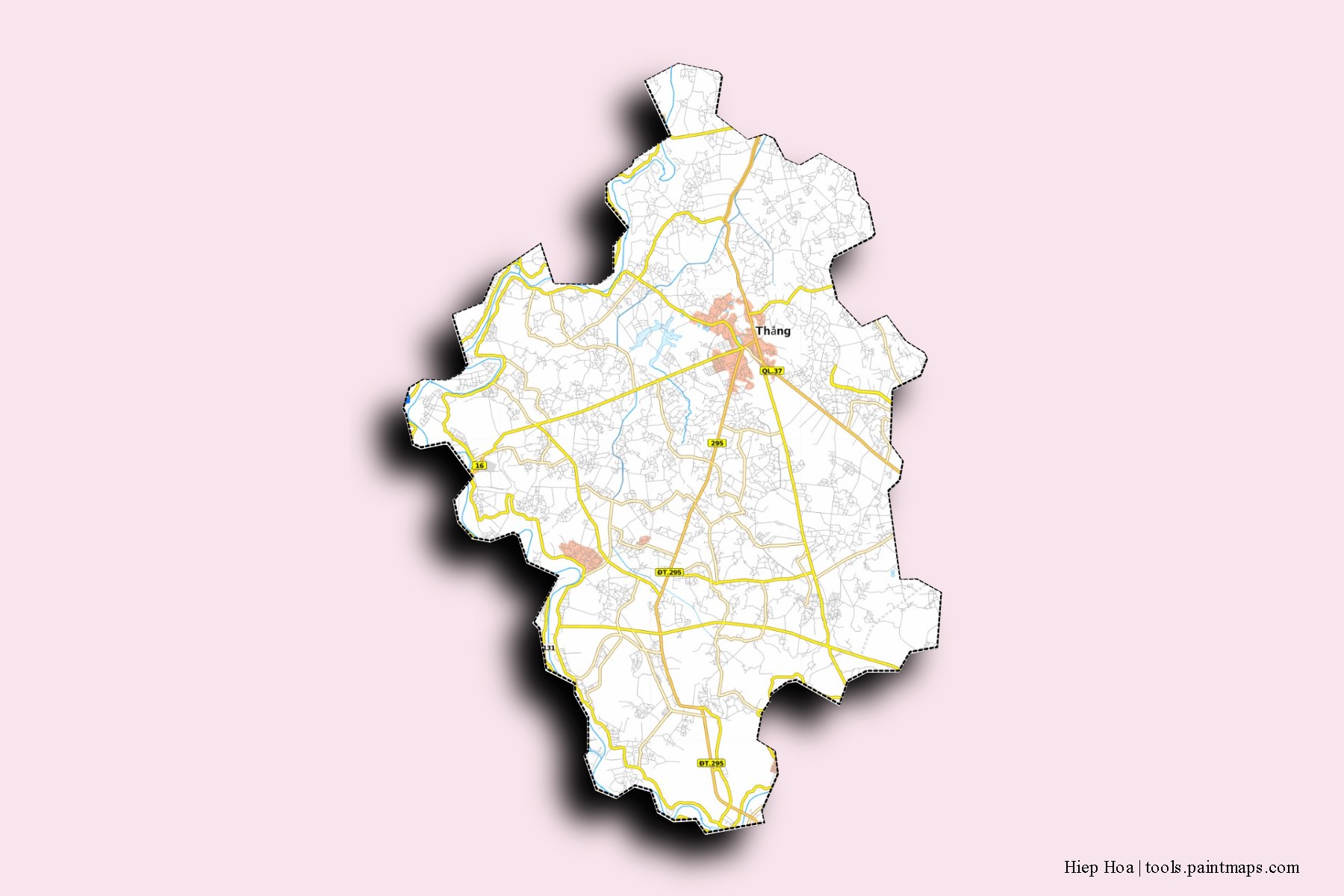 Hiep Hoa neighborhoods and villages map with 3D shadow effect