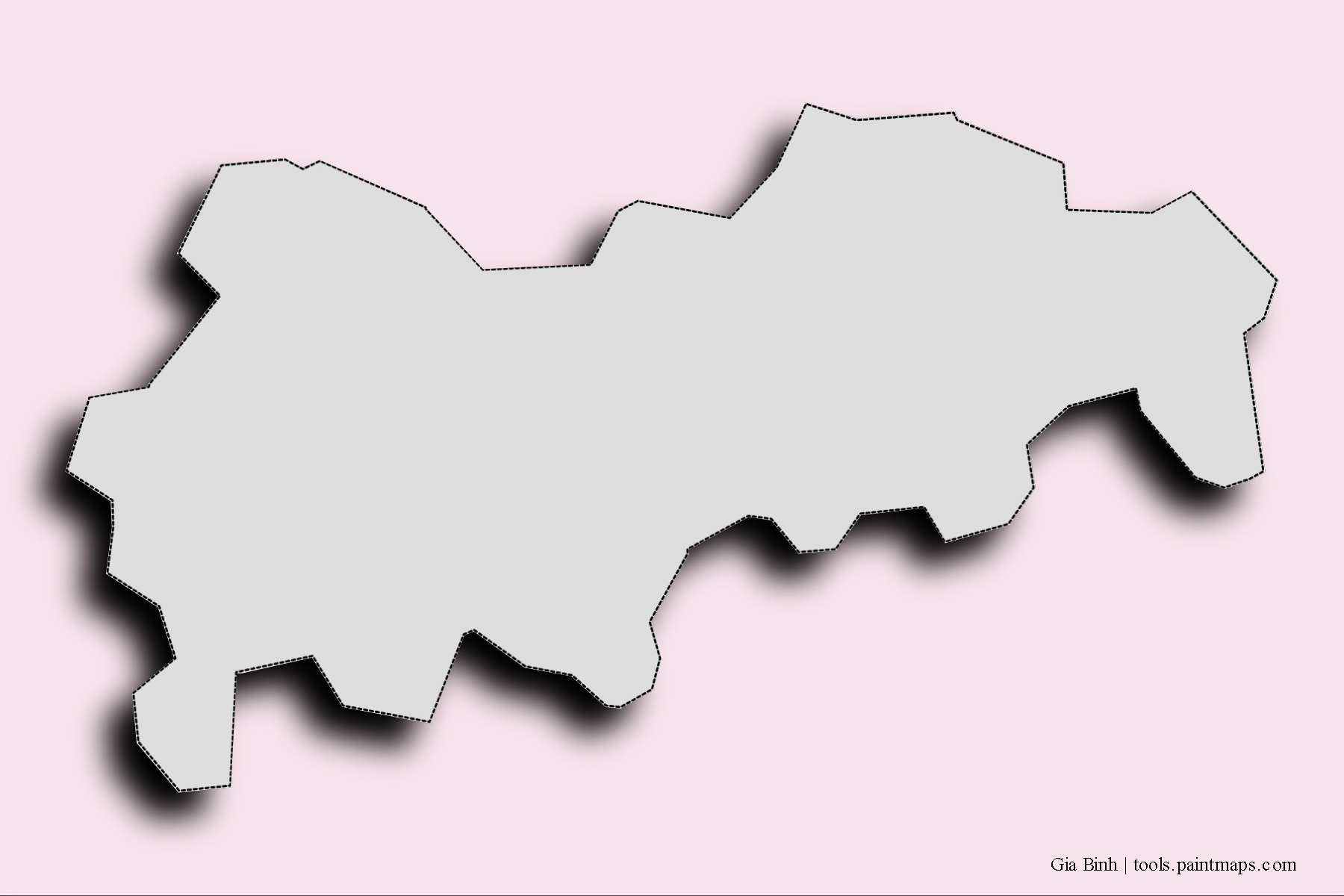 Gia Binh neighborhoods and villages map with 3D shadow effect