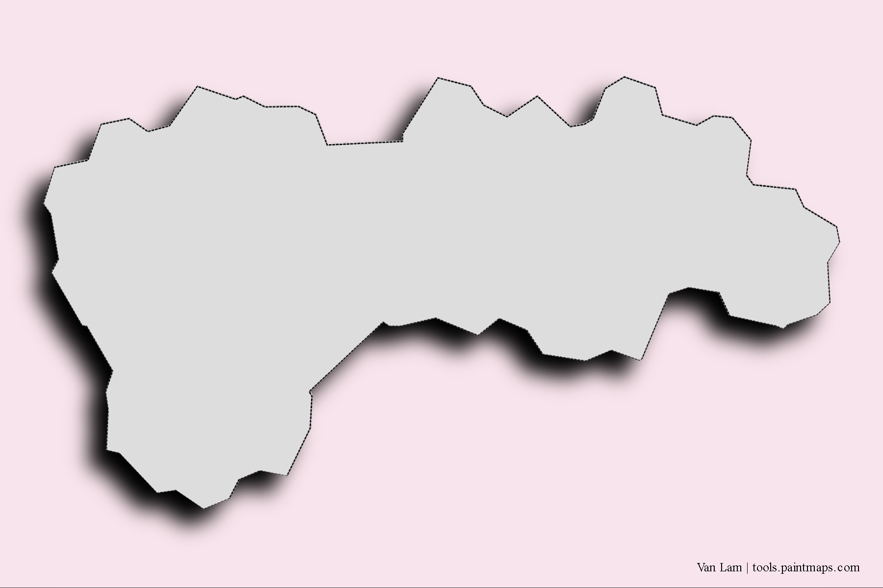 Van Lam neighborhoods and villages map with 3D shadow effect