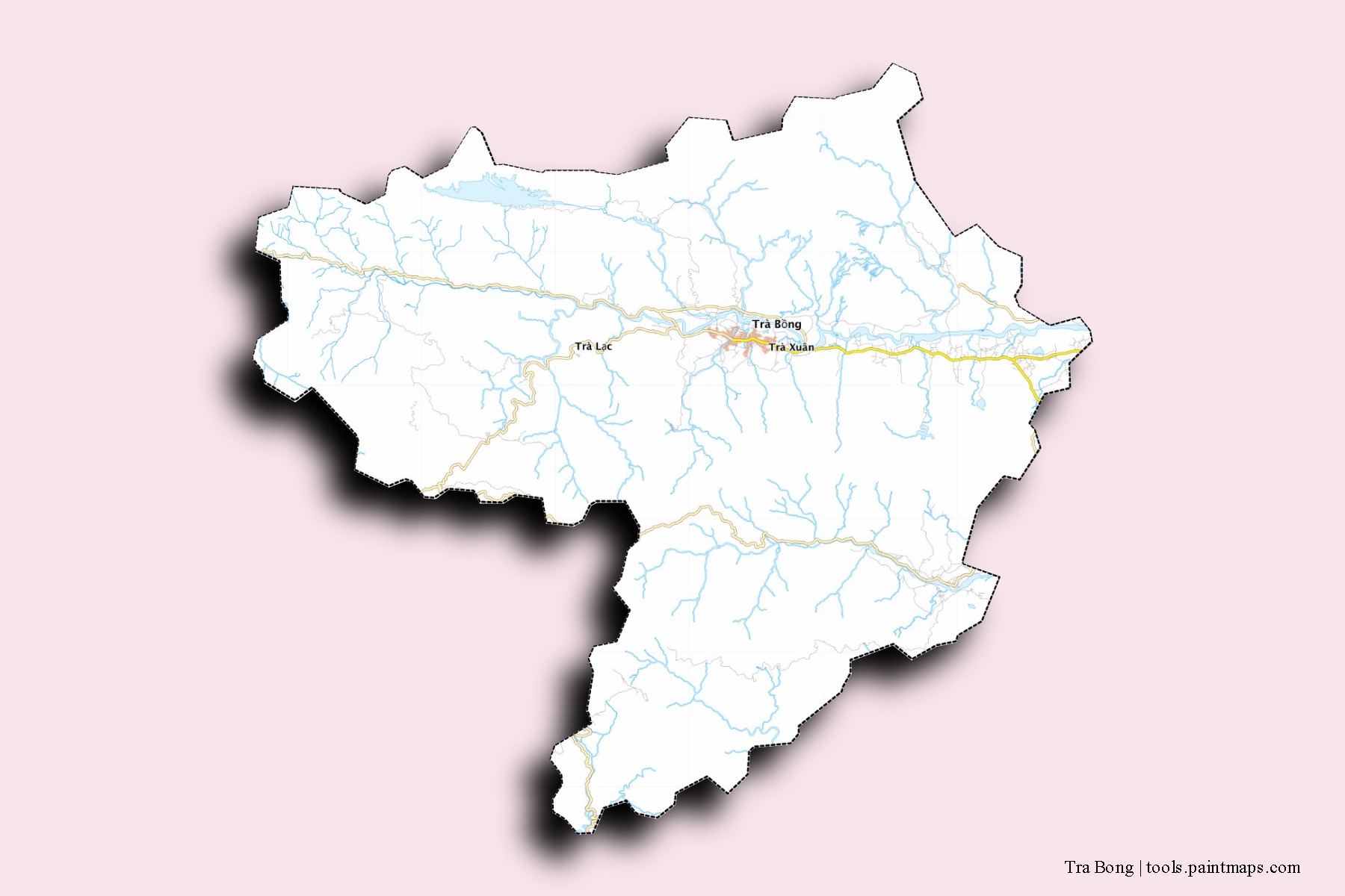 3D gölge efektli Tra Bong mahalleleri ve köyleri haritası