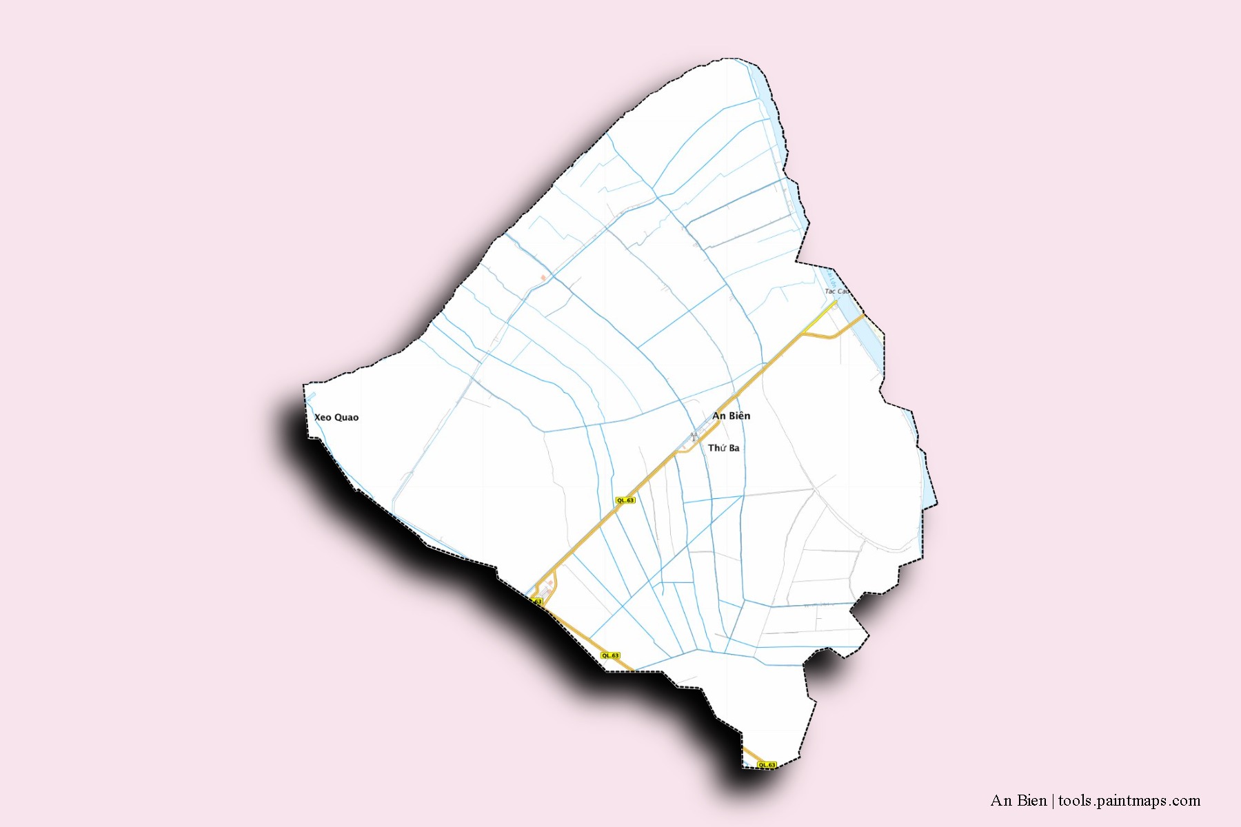 An Bien neighborhoods and villages map with 3D shadow effect