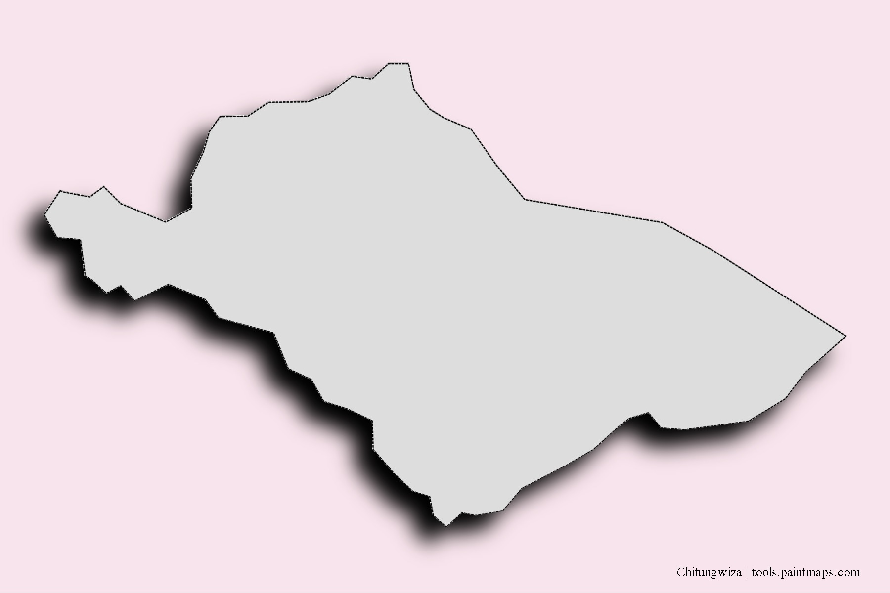 Mapa de barrios y pueblos de Chitungwiza con efecto de sombra 3D