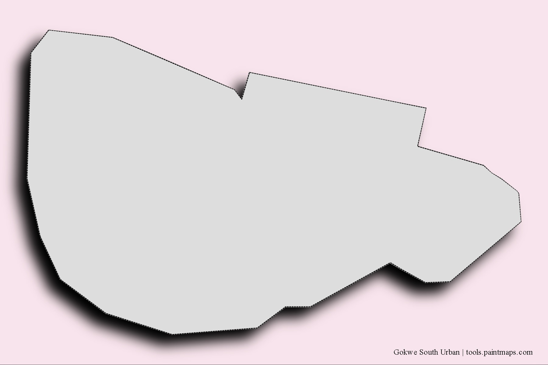 Mapa de barrios y pueblos de Gokwe South Urban con efecto de sombra 3D