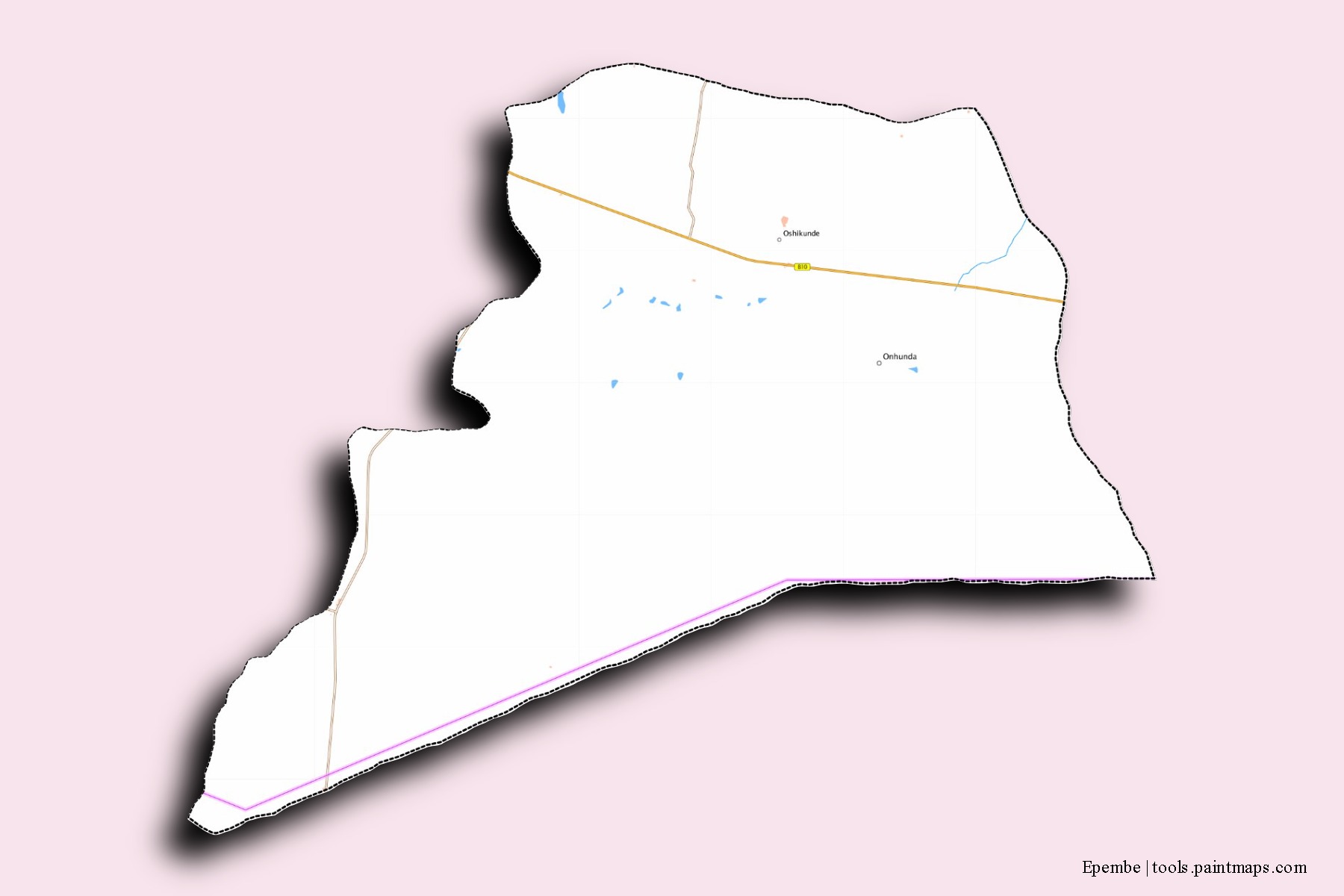 Mapa de barrios y pueblos de Epembe con efecto de sombra 3D