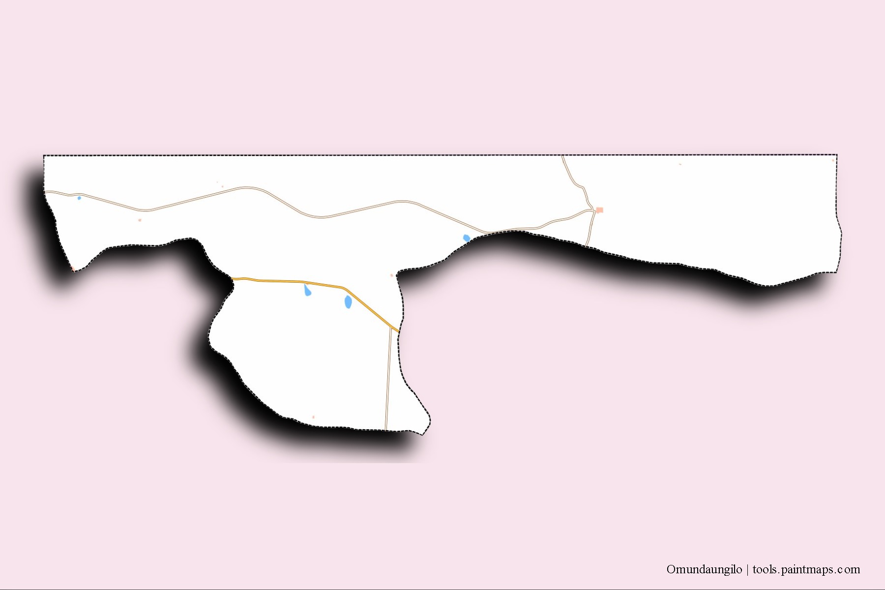 Omundaungilo neighborhoods and villages map with 3D shadow effect