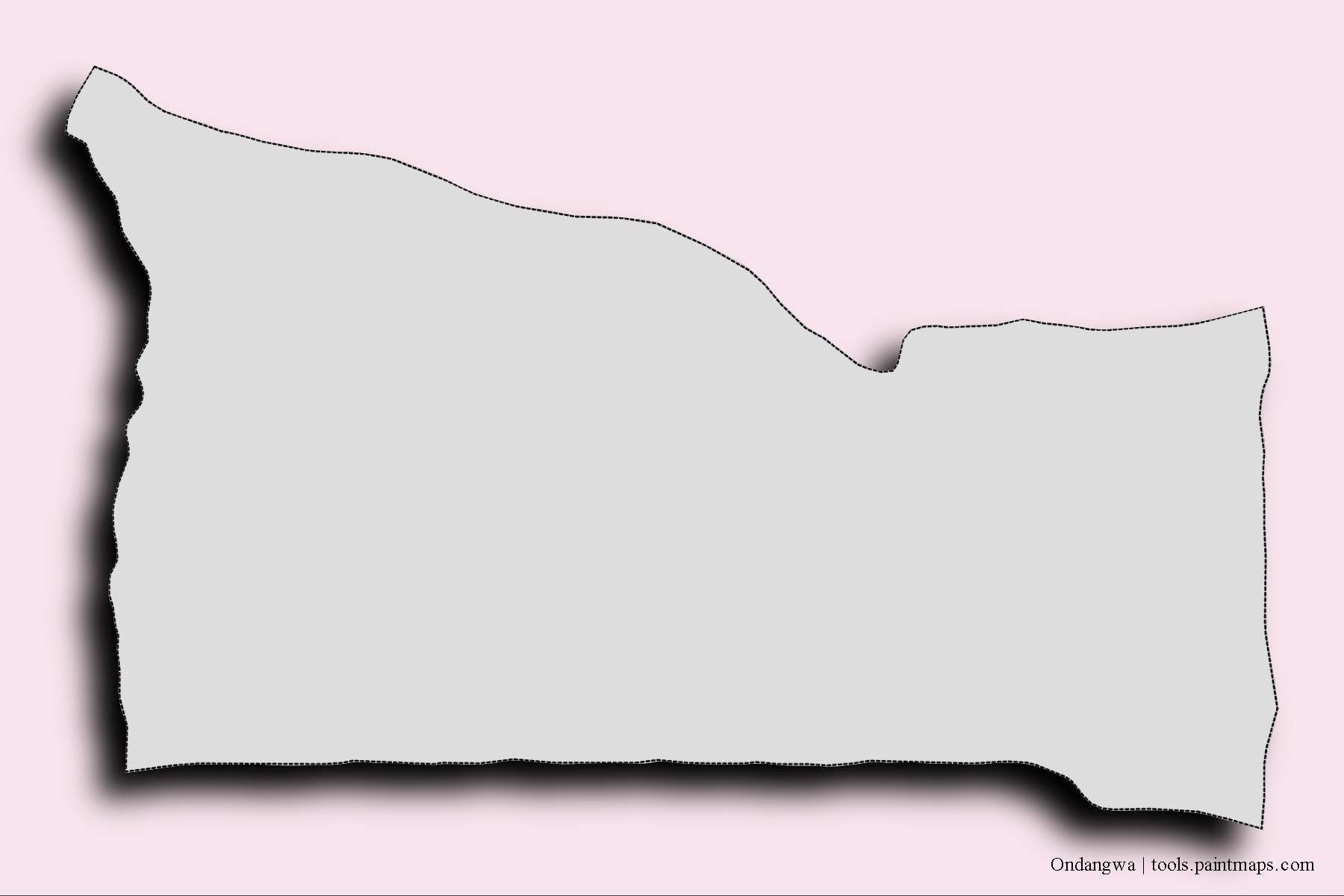 3D gölge efektli Ondangwa mahalleleri ve köyleri haritası
