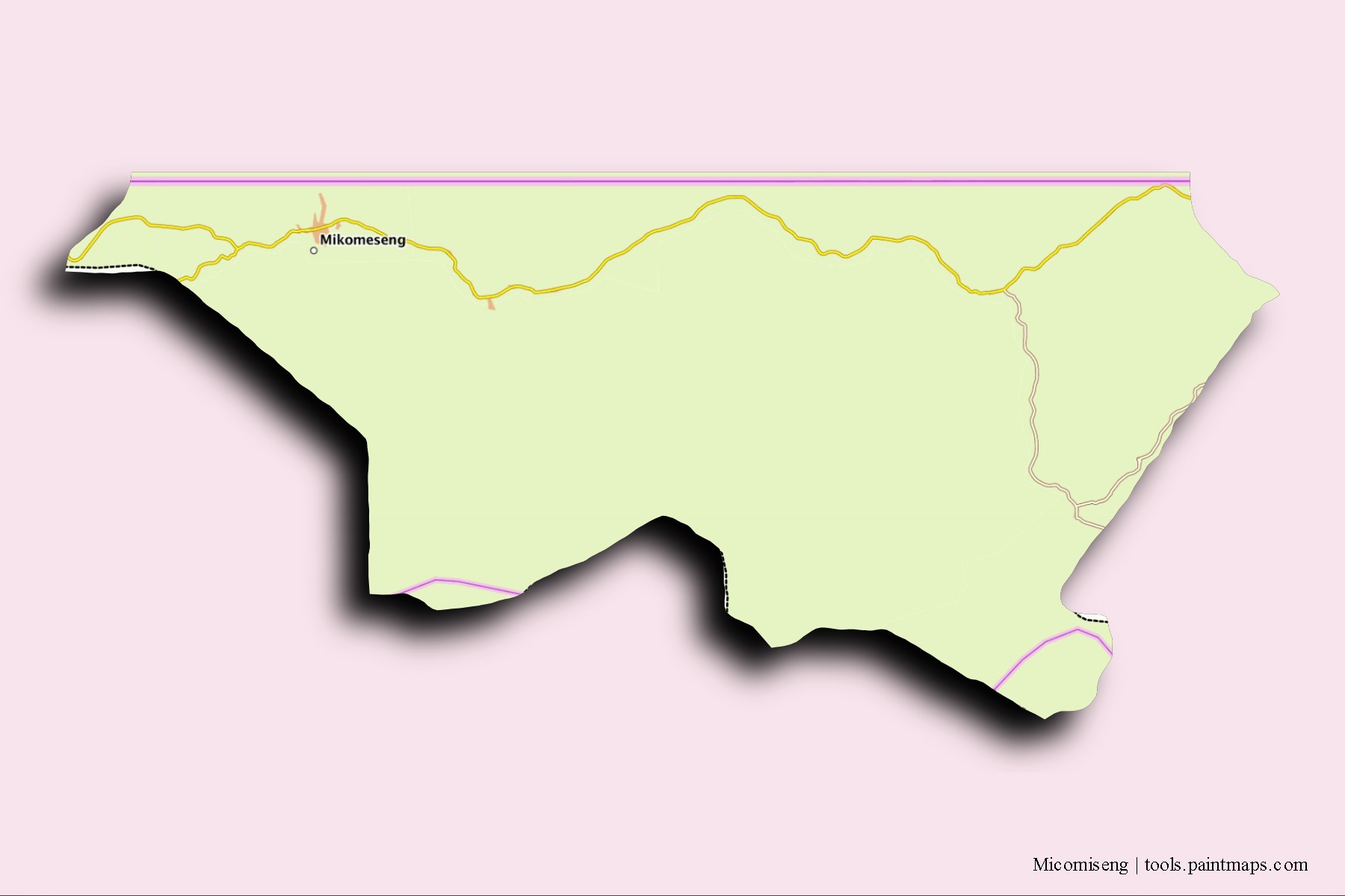 Micomeseng neighborhoods and villages map with 3D shadow effect