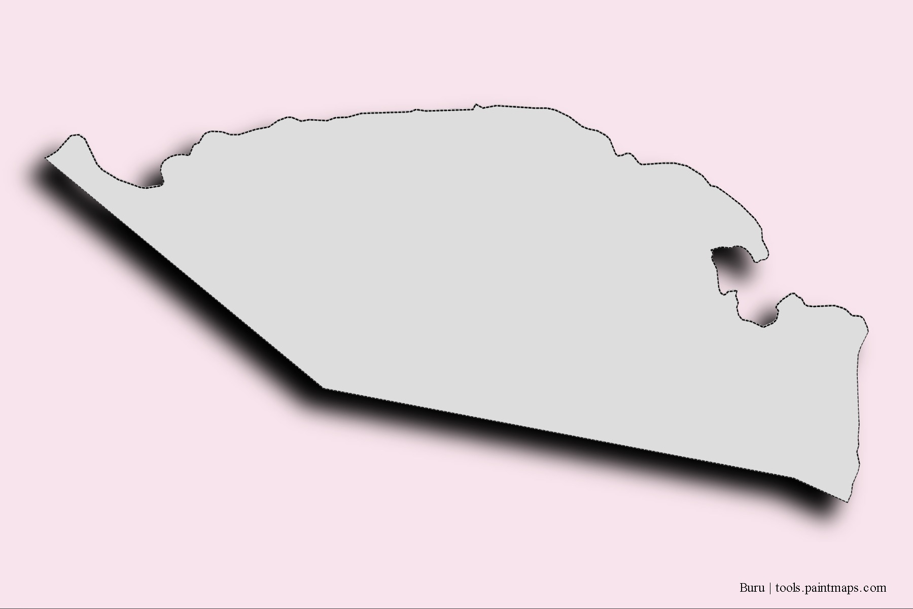 Mapa de barrios y pueblos de Buru con efecto de sombra 3D