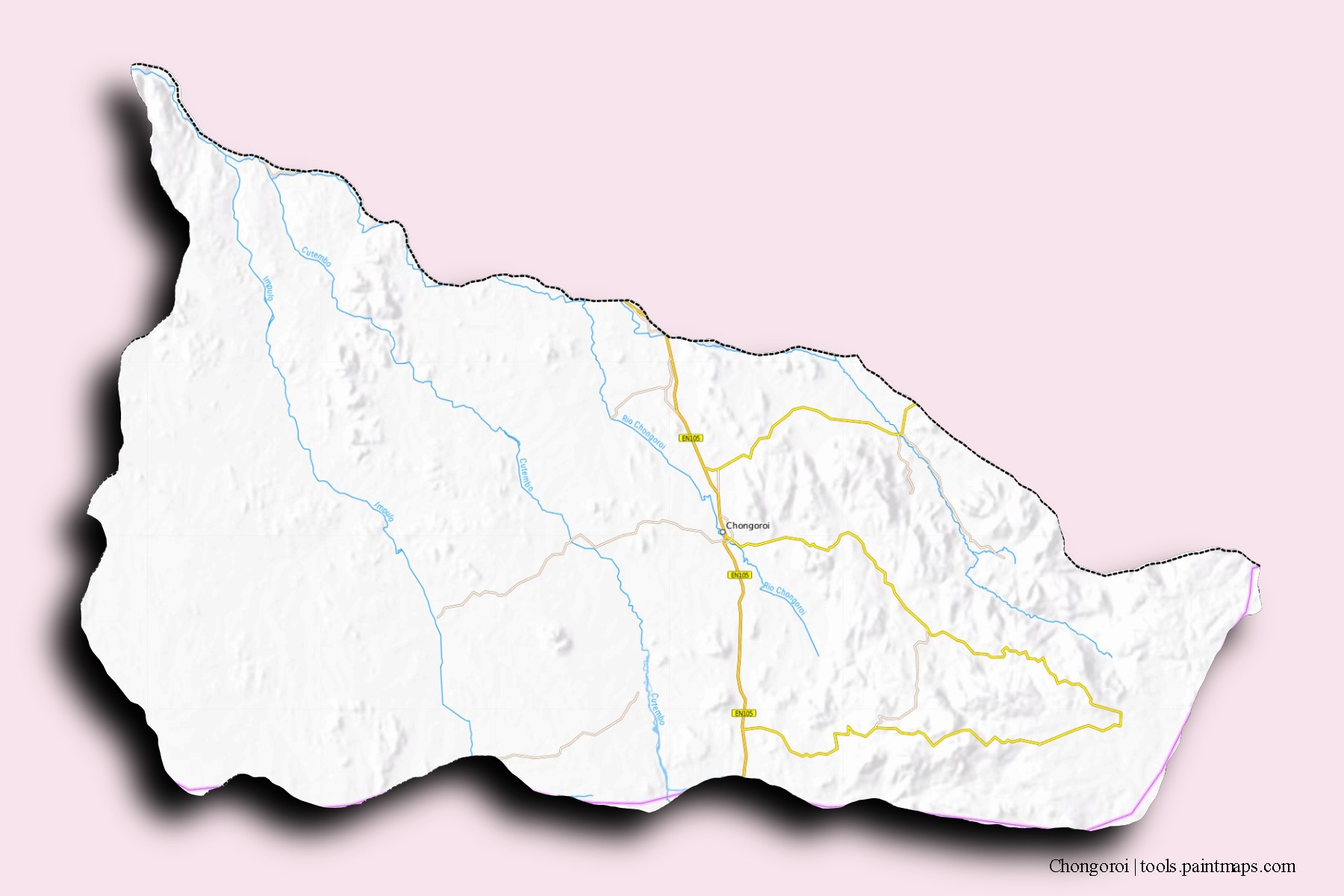 3D gölge efektli Chongoroi mahalleleri ve köyleri haritası