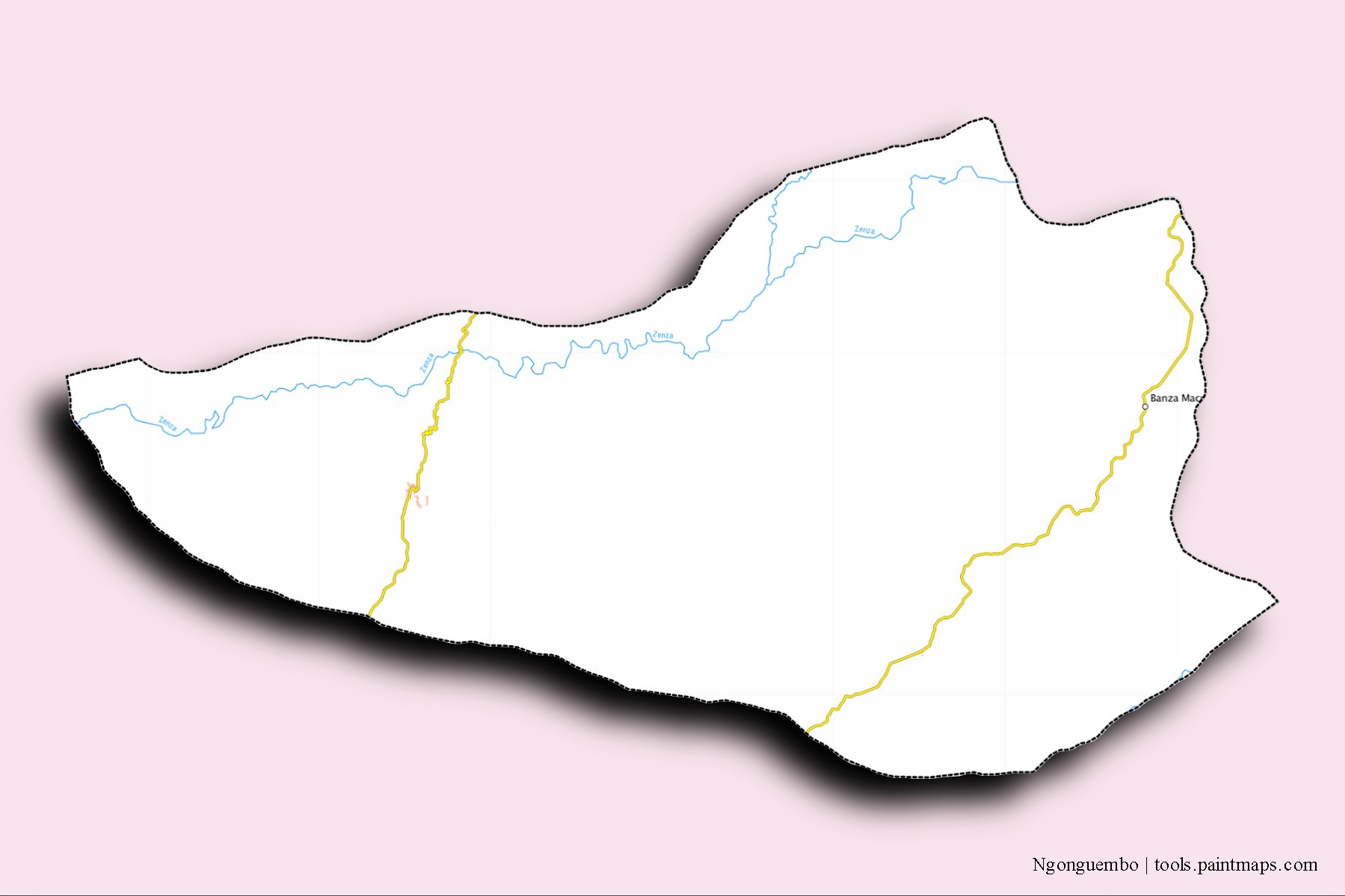 Gonguembo neighborhoods and villages map with 3D shadow effect