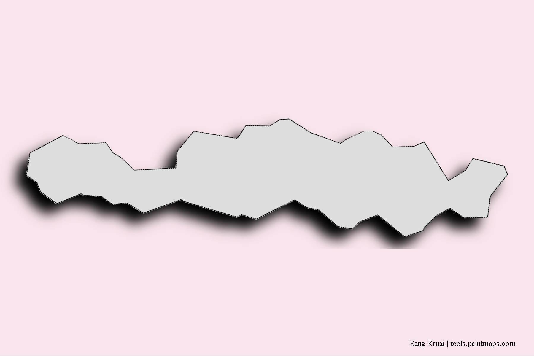 3D gölge efektli Bang Kruai mahalleleri ve köyleri haritası