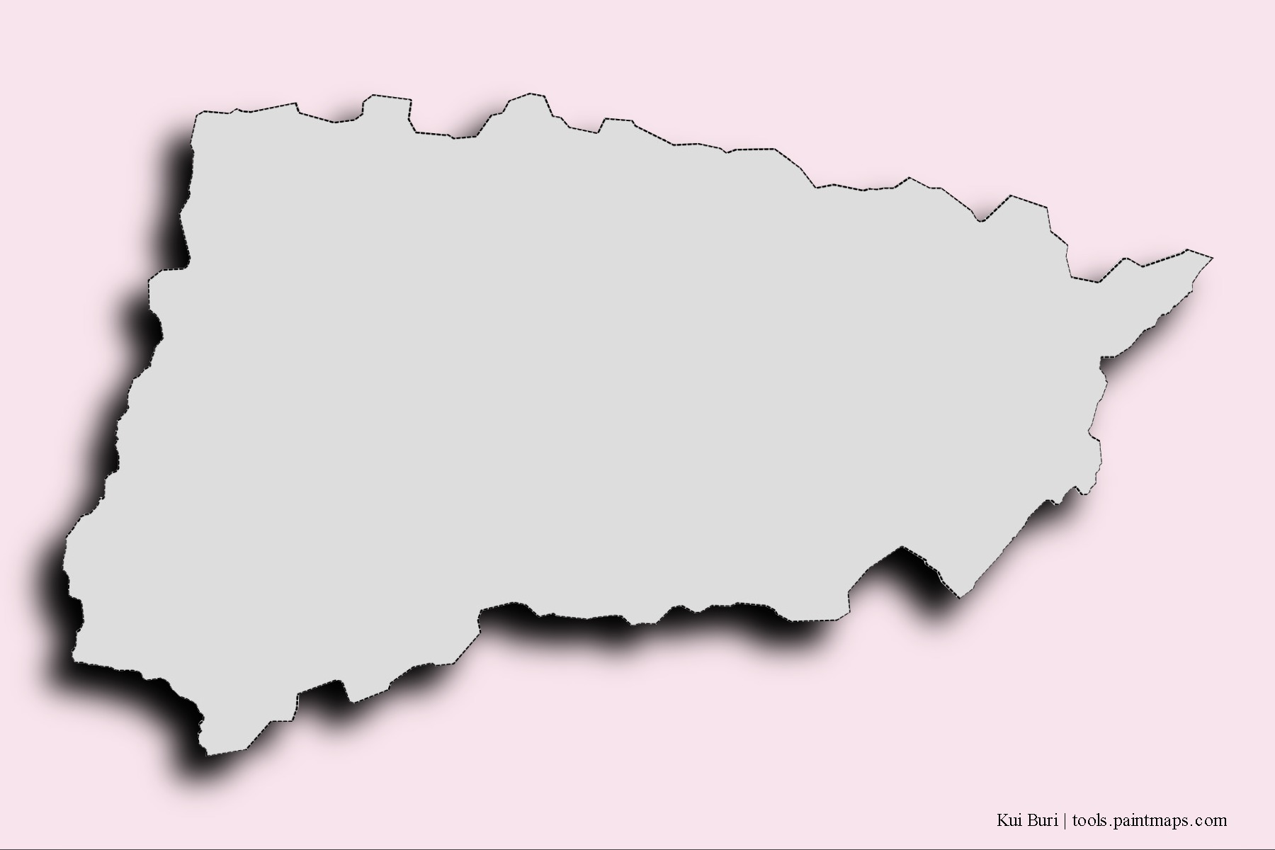 Kui Buri neighborhoods and villages map with 3D shadow effect